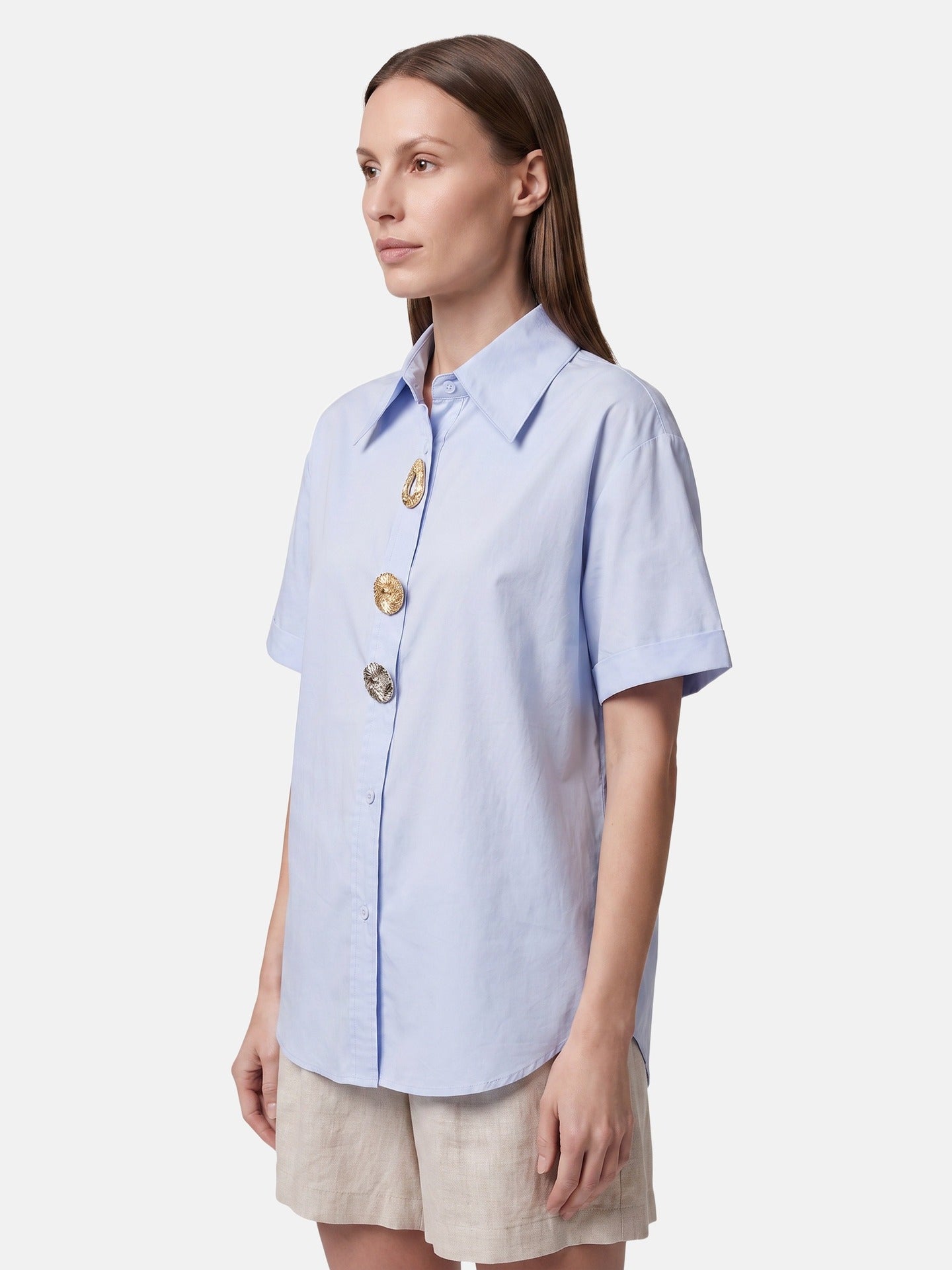Blusa in Cotone Blu