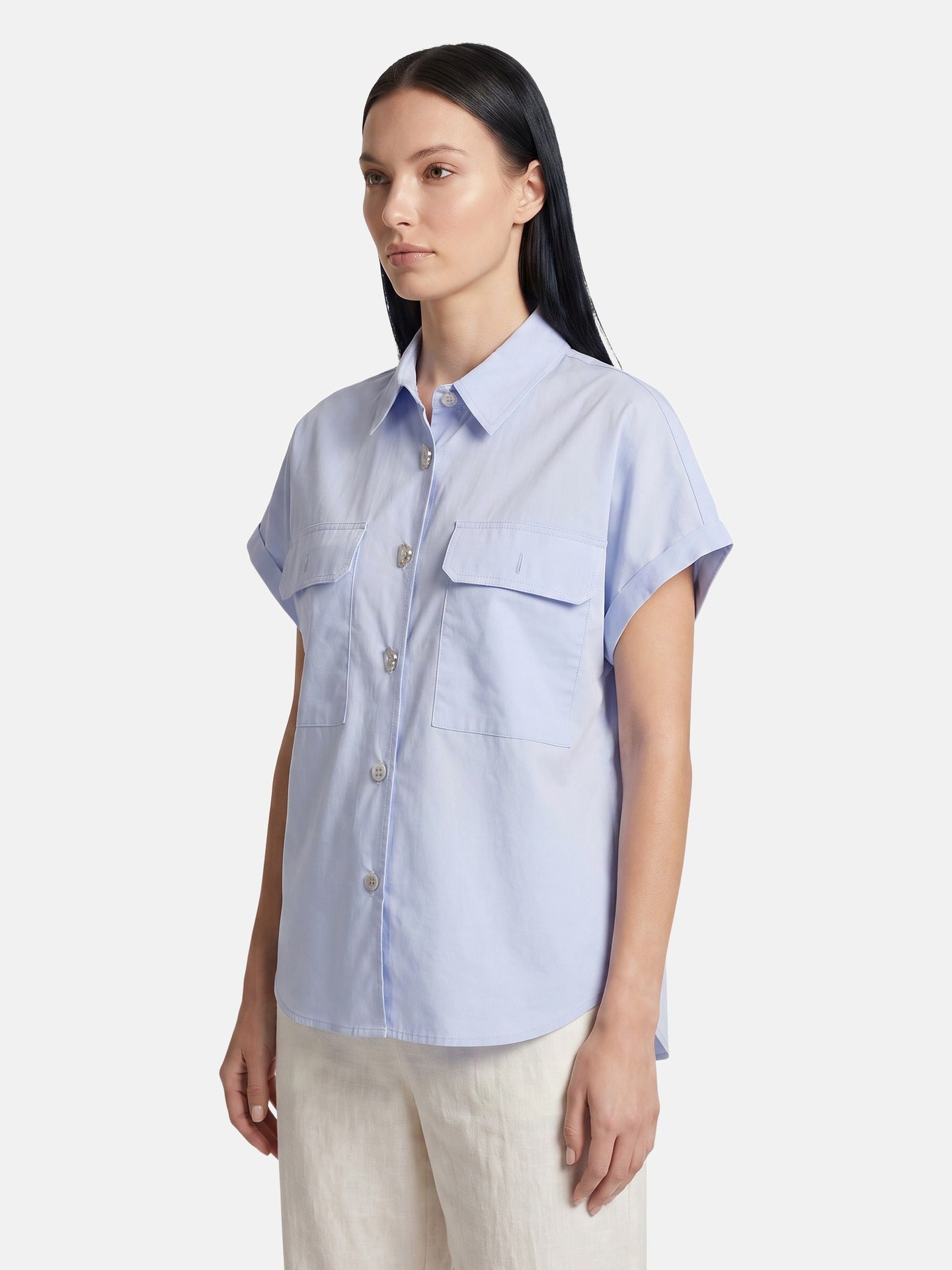 Blusa in Cotone Blu