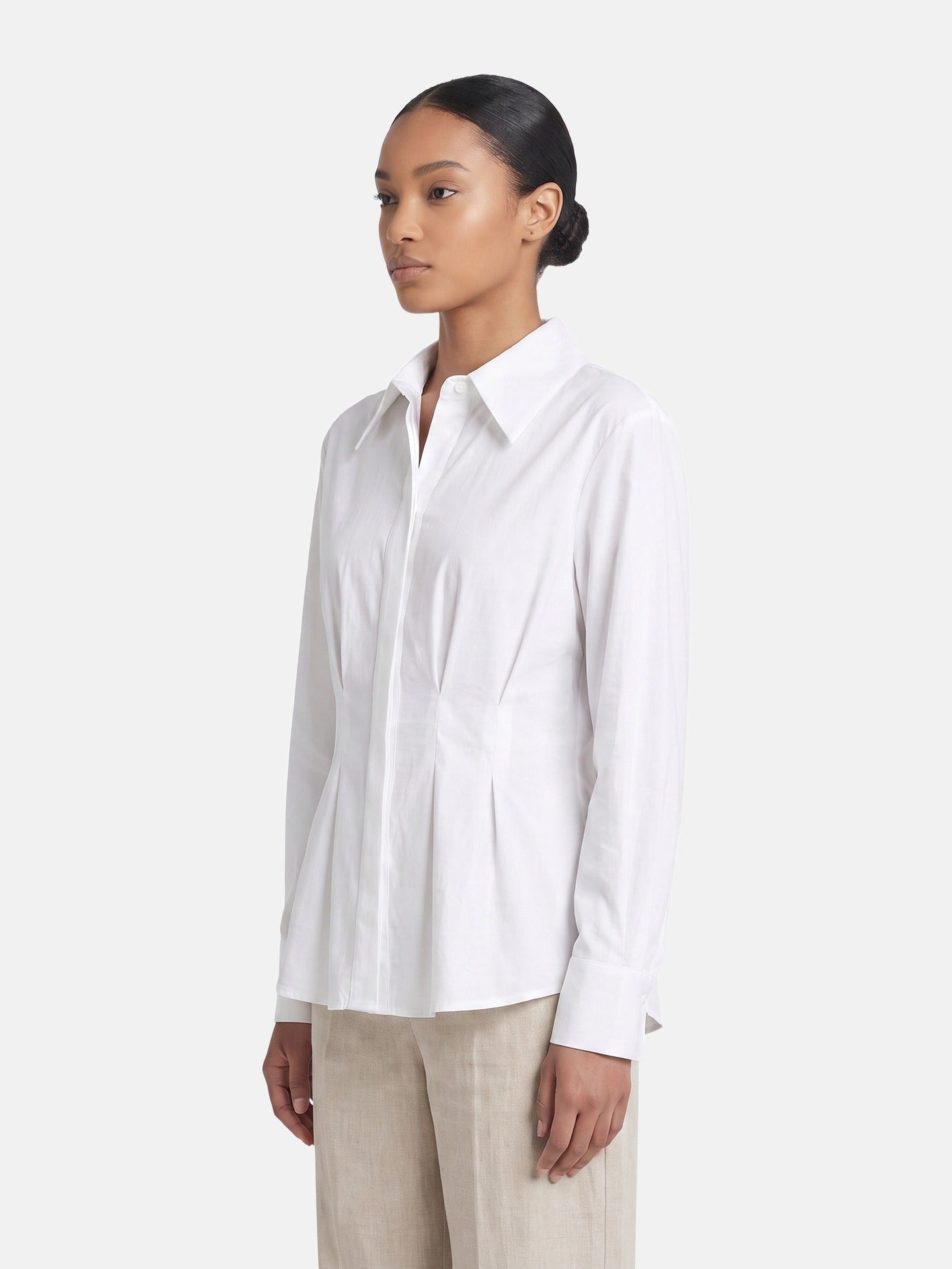 Blusa in 86% Tencel 14% Poliester Bianco