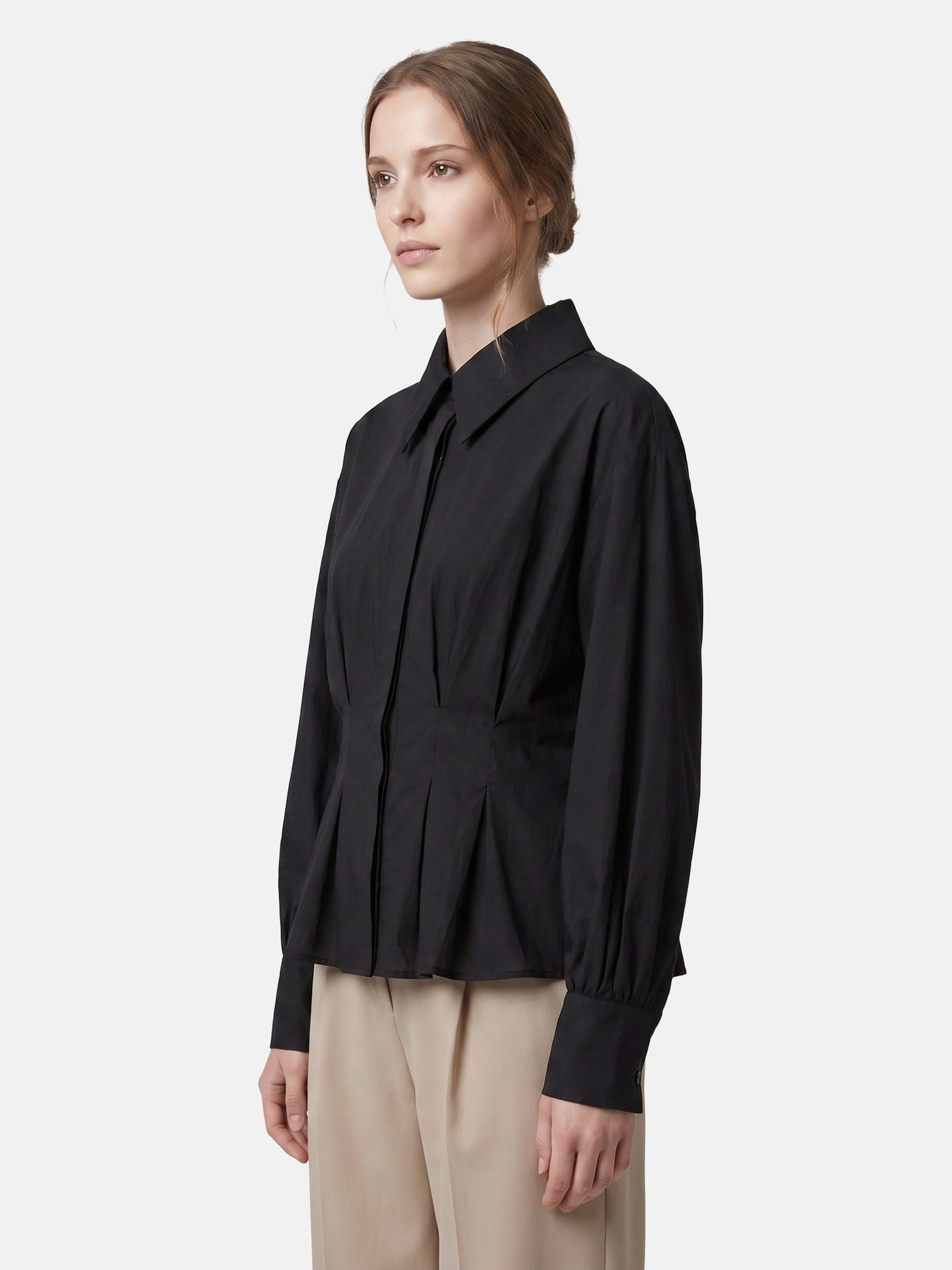 Blusa in 86% Tencel 14% Poliester Nero