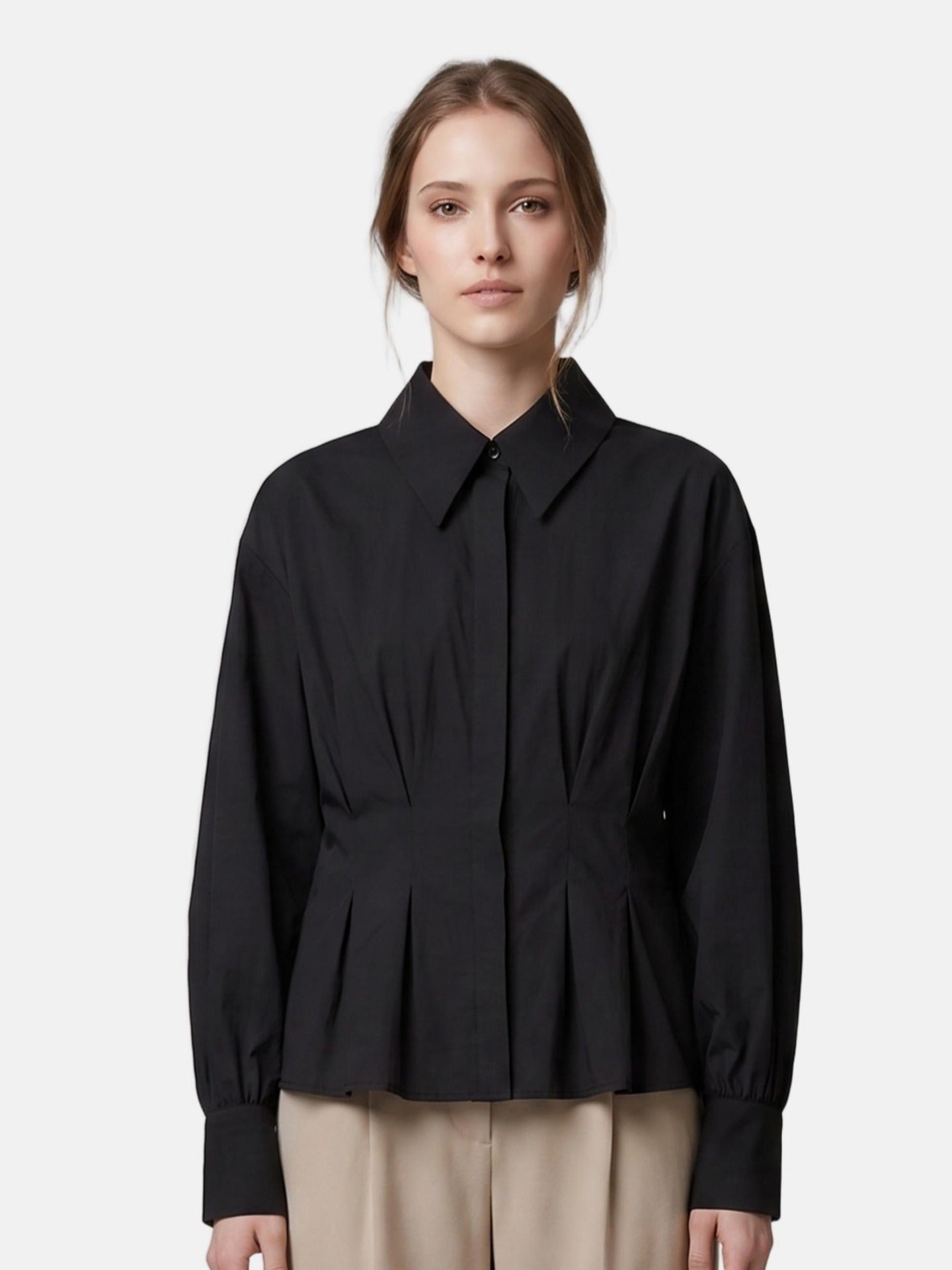 Blusa in 86% Tencel 14% Poliester Nero
