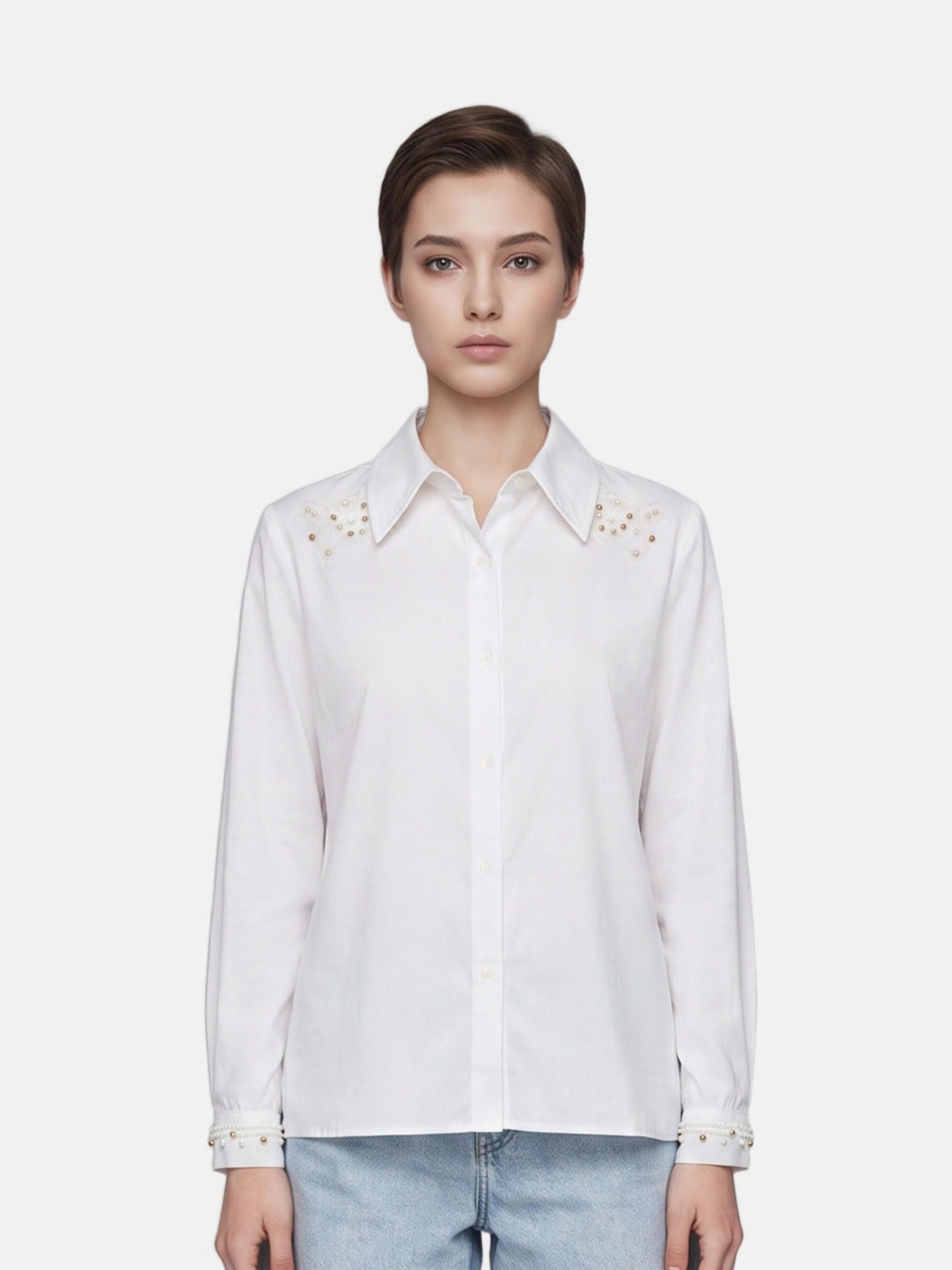 Blusa in 85% Tencel 15% Poliester Bianco