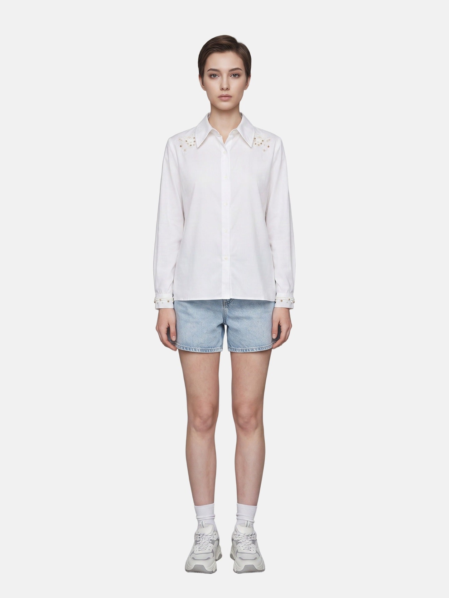 Blusa in 85% Tencel 15% Poliester Bianco