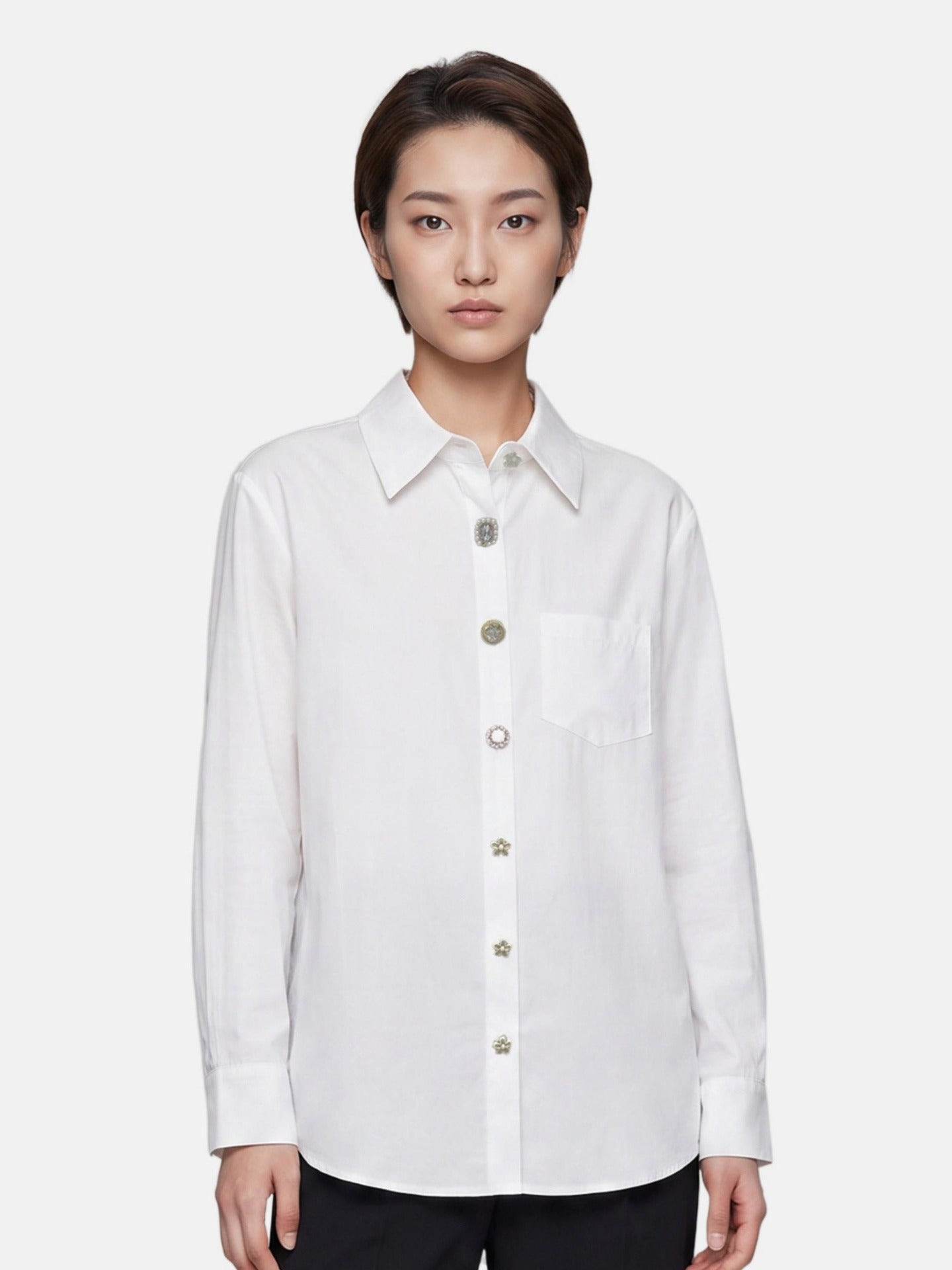 Blusa in 85% Tencel 15% Poliester Bianco