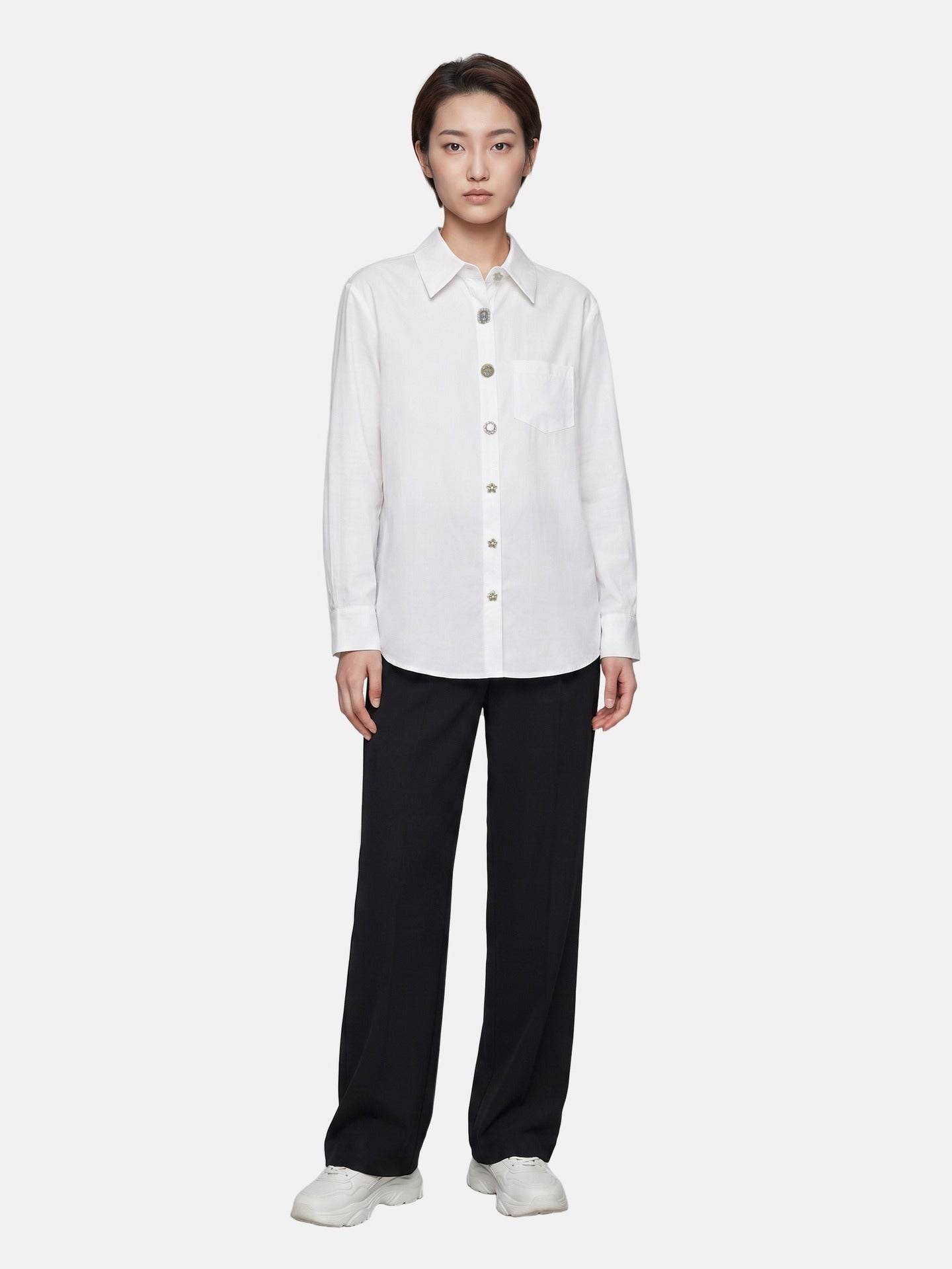 Blusa in 85% Tencel 15% Poliester Bianco