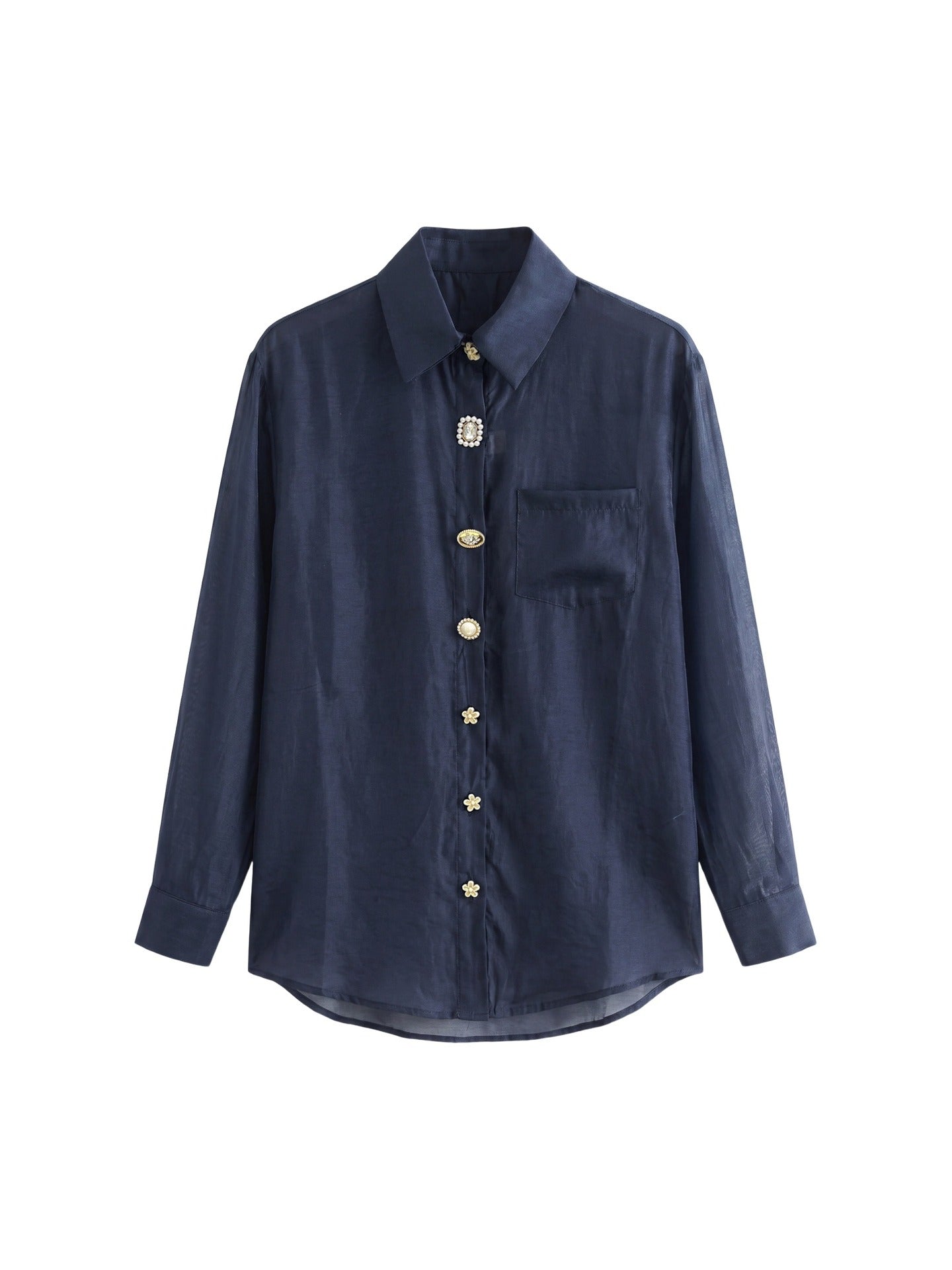 Blusa in 85% Tencel 15% Poliester Blu Scuro
