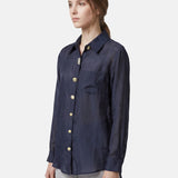 Blusa in 85% Tencel 15% Poliester Blu Scuro