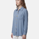 Blusa in 85% Tencel 15% Poliester Blu