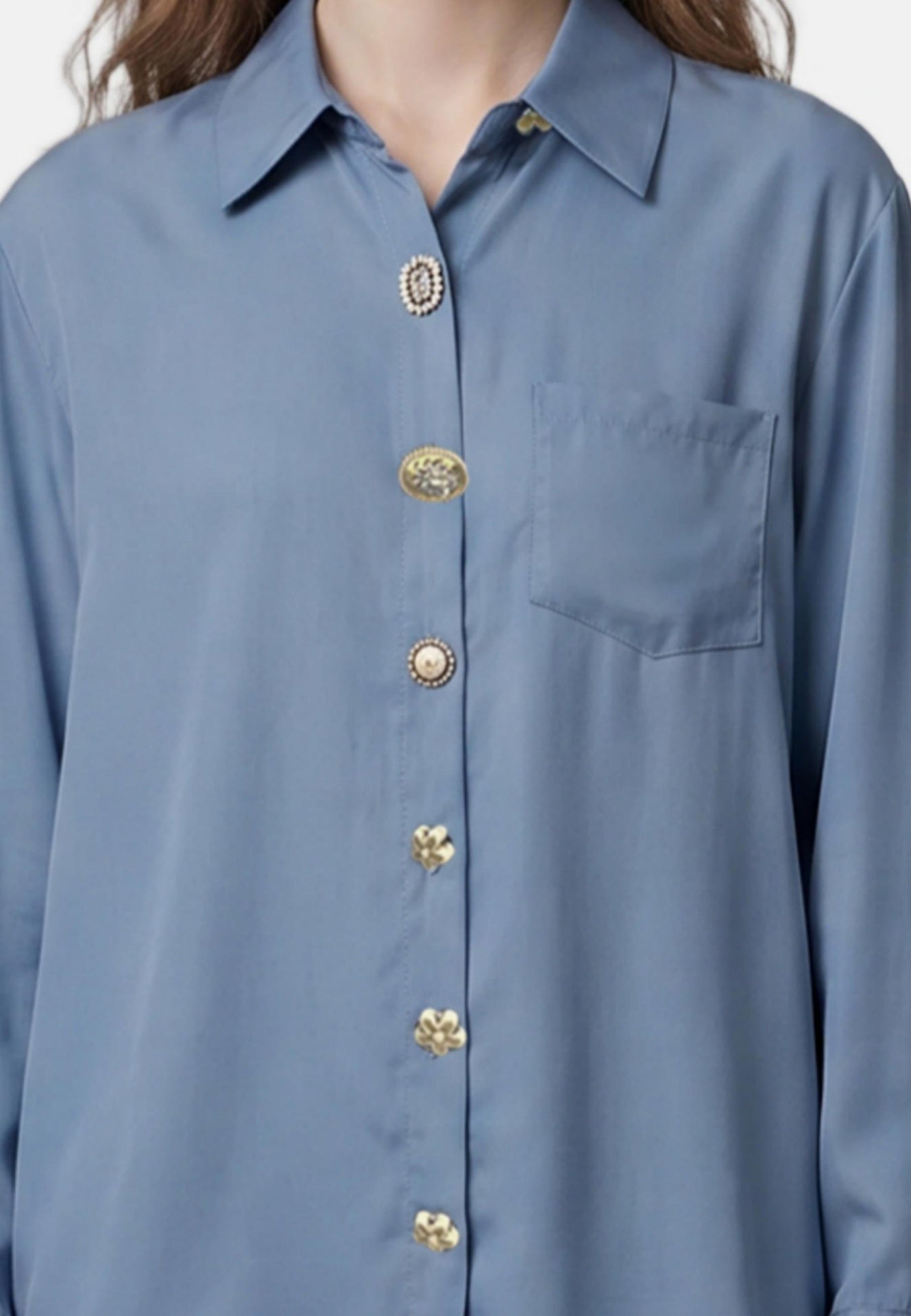 Blusa in 85% Tencel 15% Poliester Blu