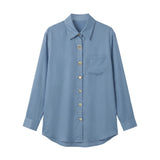 Blusa in 85% Tencel 15% Poliester Blu