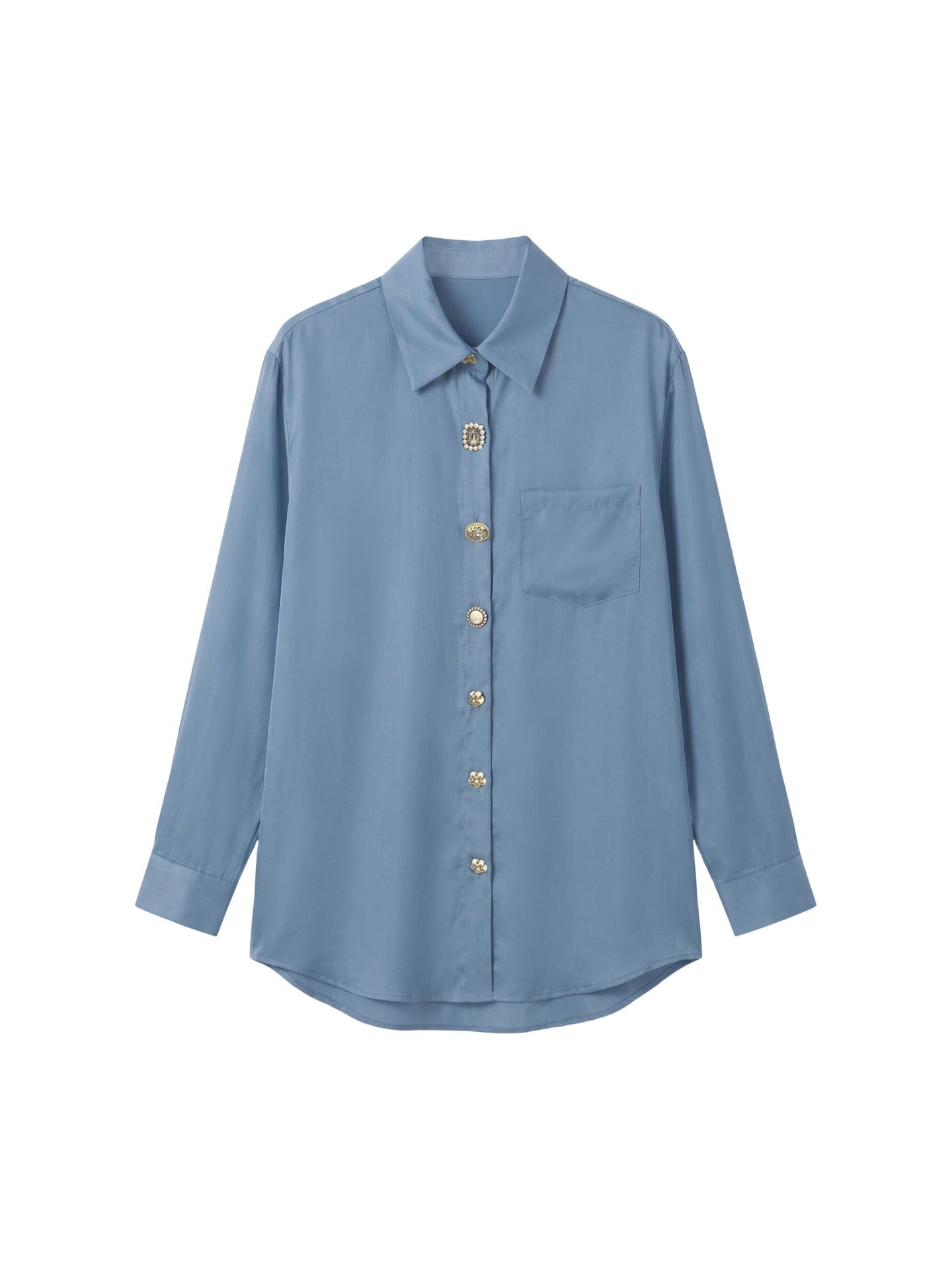 Blusa in 85% Tencel 15% Poliester Blu
