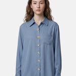 Blusa in 85% Tencel 15% Poliester Blu