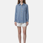 Blusa in 85% Tencel 15% Poliester Blu