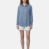 Blusa in 85% Tencel 15% Poliester Blu