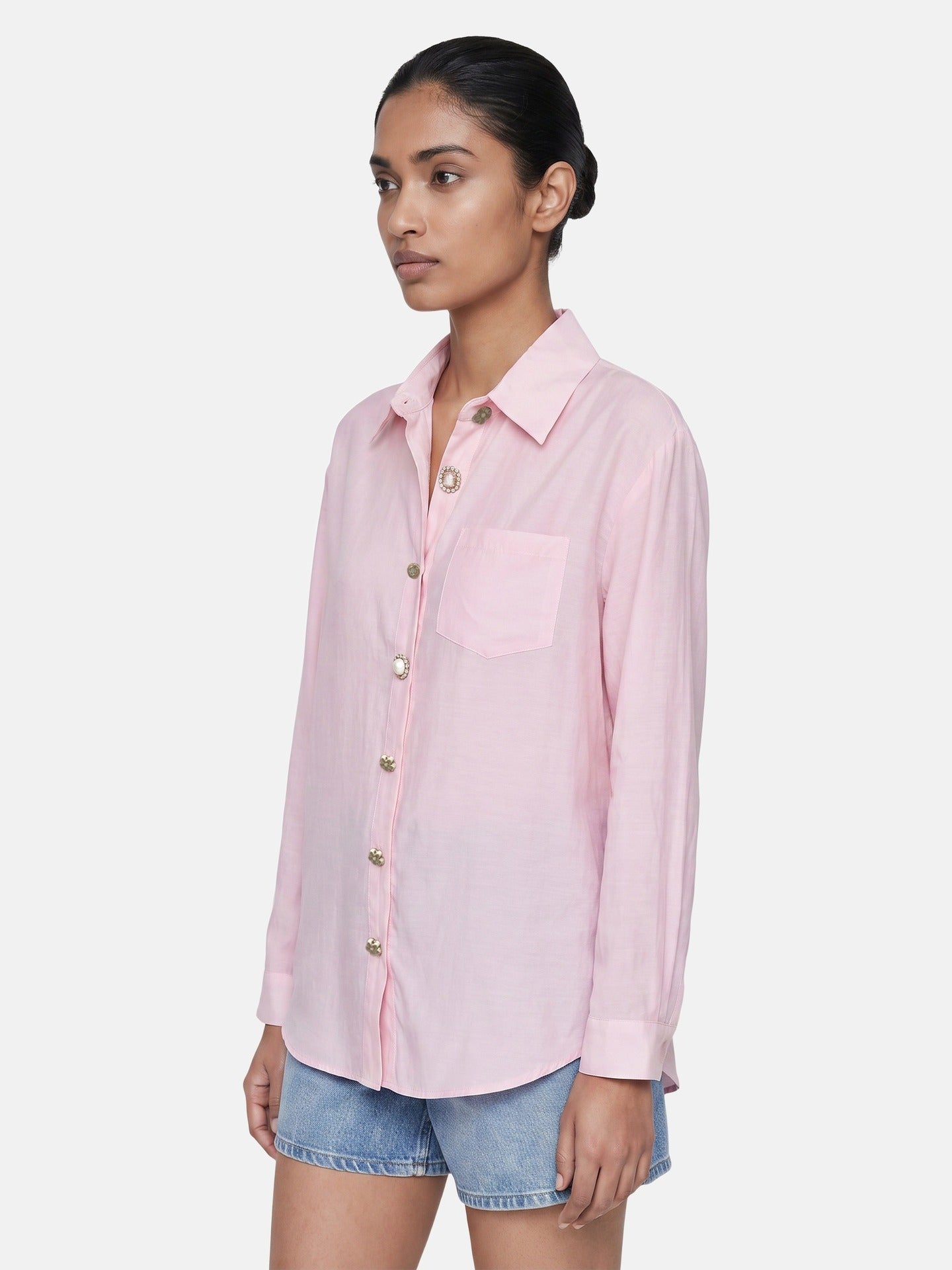 Blusa in 85% Tencel 15% Poliester Rosa