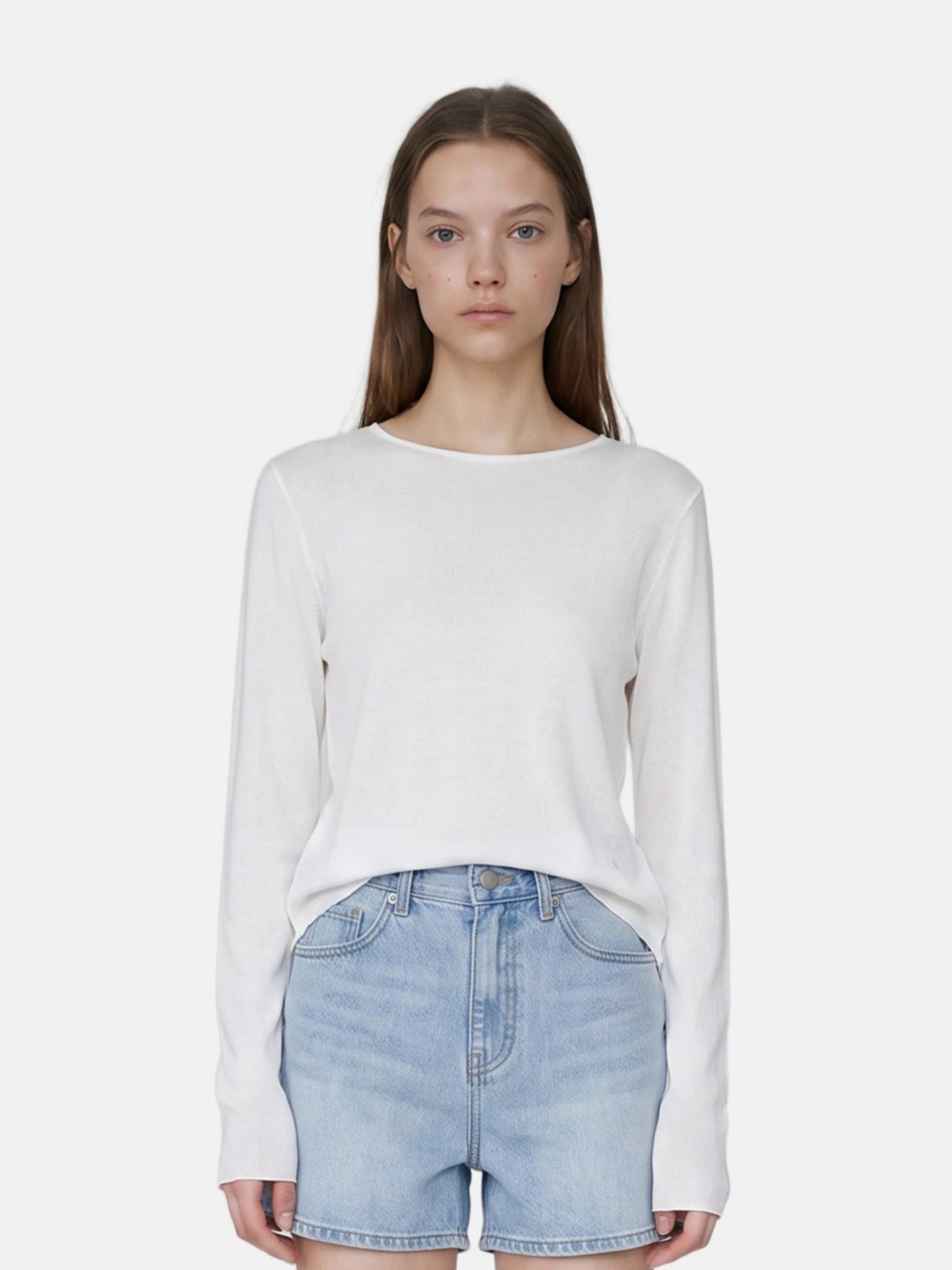 Blusa in 84% Cotone 16% Elastan Bianco