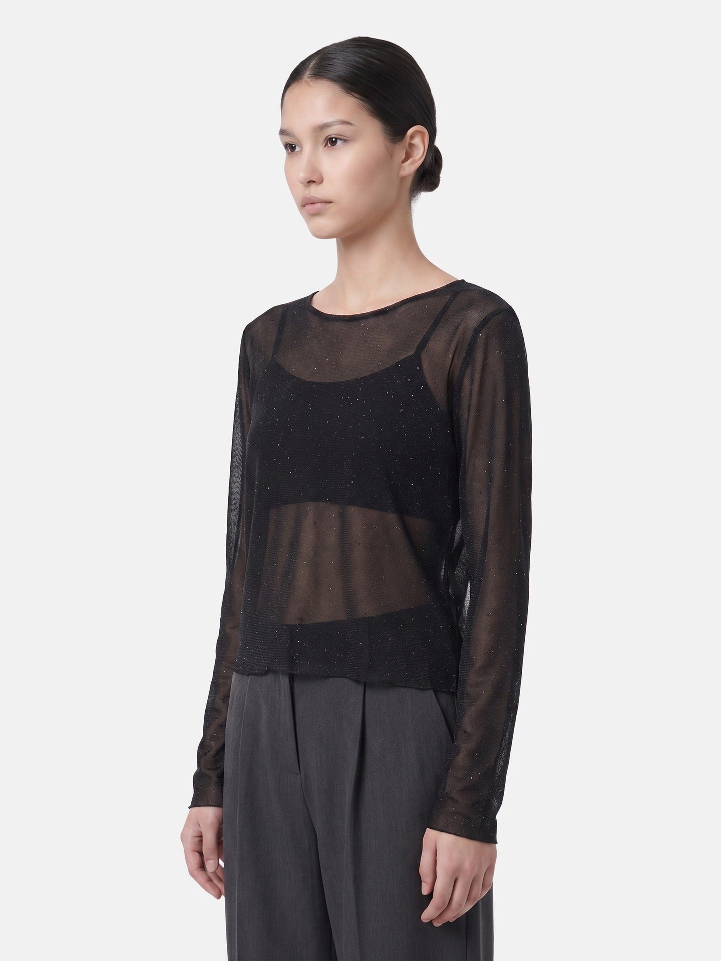 Blusa in 84% Cotone 16% Elastan Nero