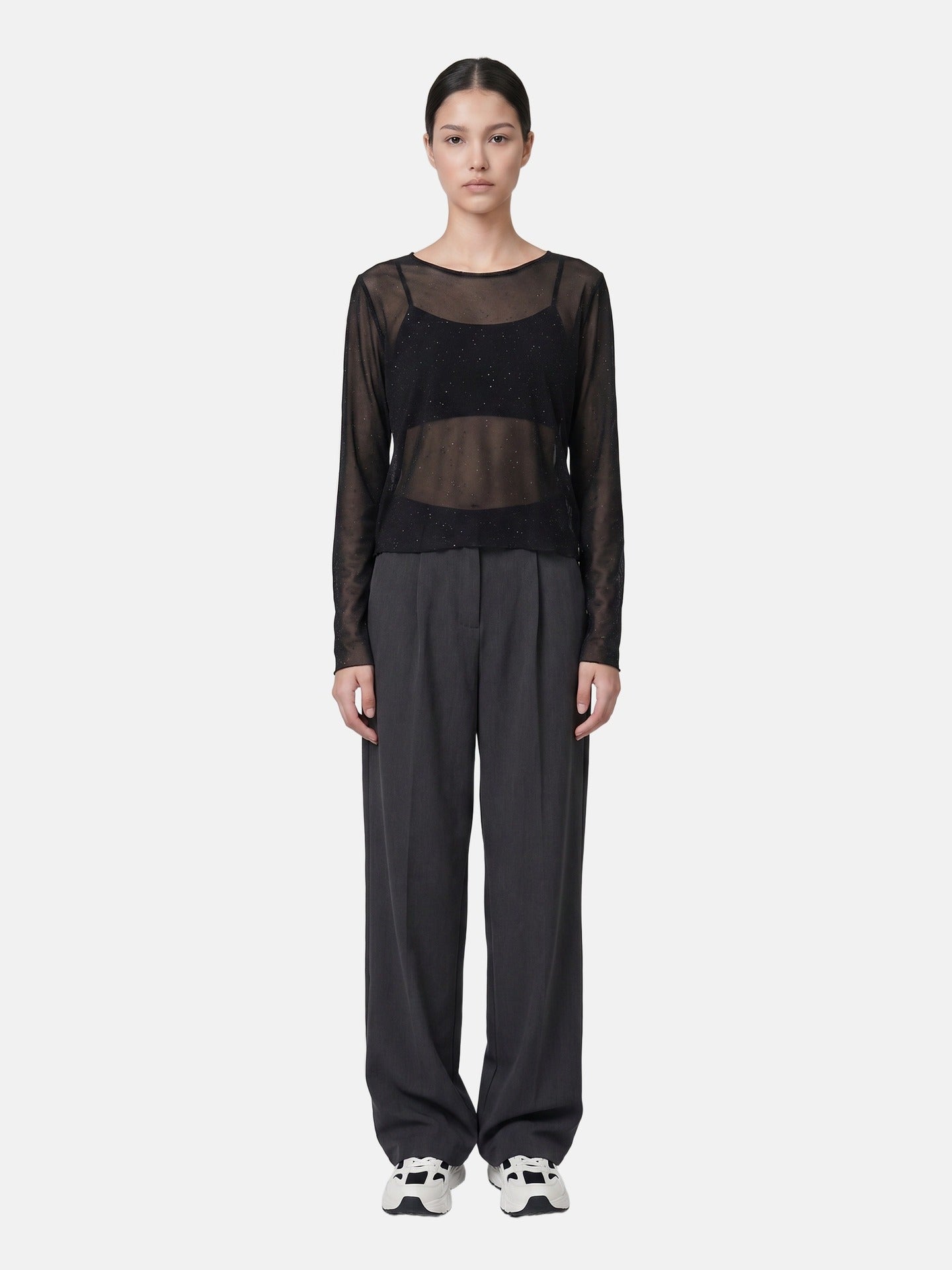 Blusa in 84% Cotone 16% Elastan Nero