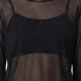 Blusa in 84% Cotone 16% Elastan Nero