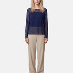 Blusa in 84% Cotone 16% Elastan Blu Scuro