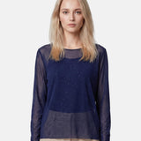 Blusa in 84% Cotone 16% Elastan Blu Scuro