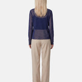 Blusa in 84% Cotone 16% Elastan Blu Scuro