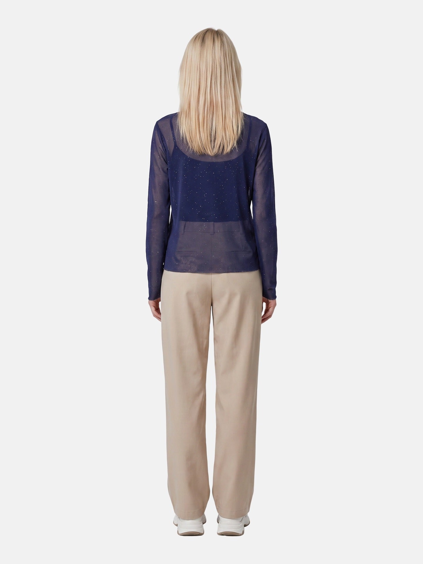Blusa in 84% Cotone 16% Elastan Blu Scuro