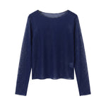 Blusa in 84% Cotone 16% Elastan Blu Scuro