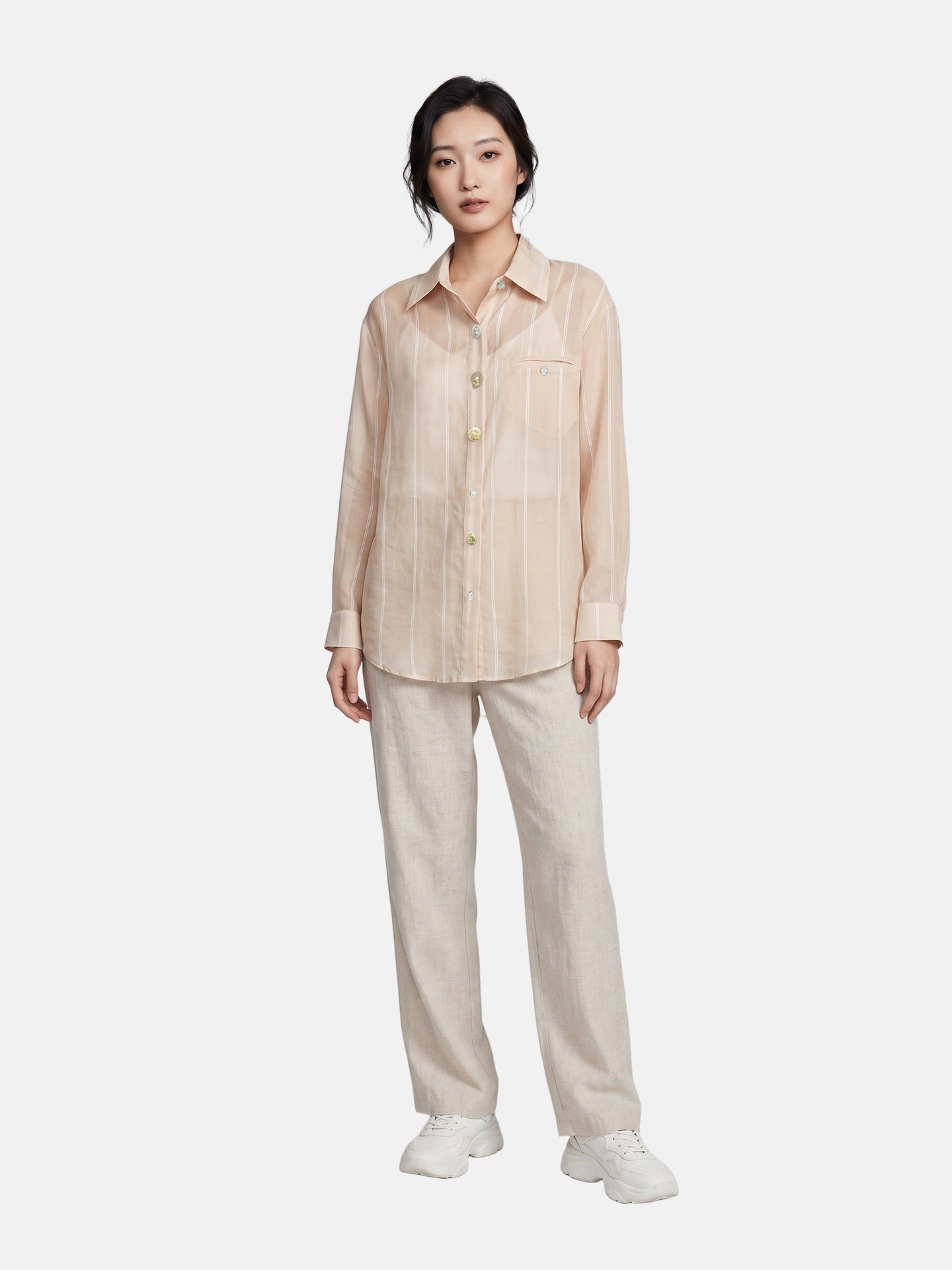 Blusa in 70% Tencel 20% Poliammide 10% Poliester Beige