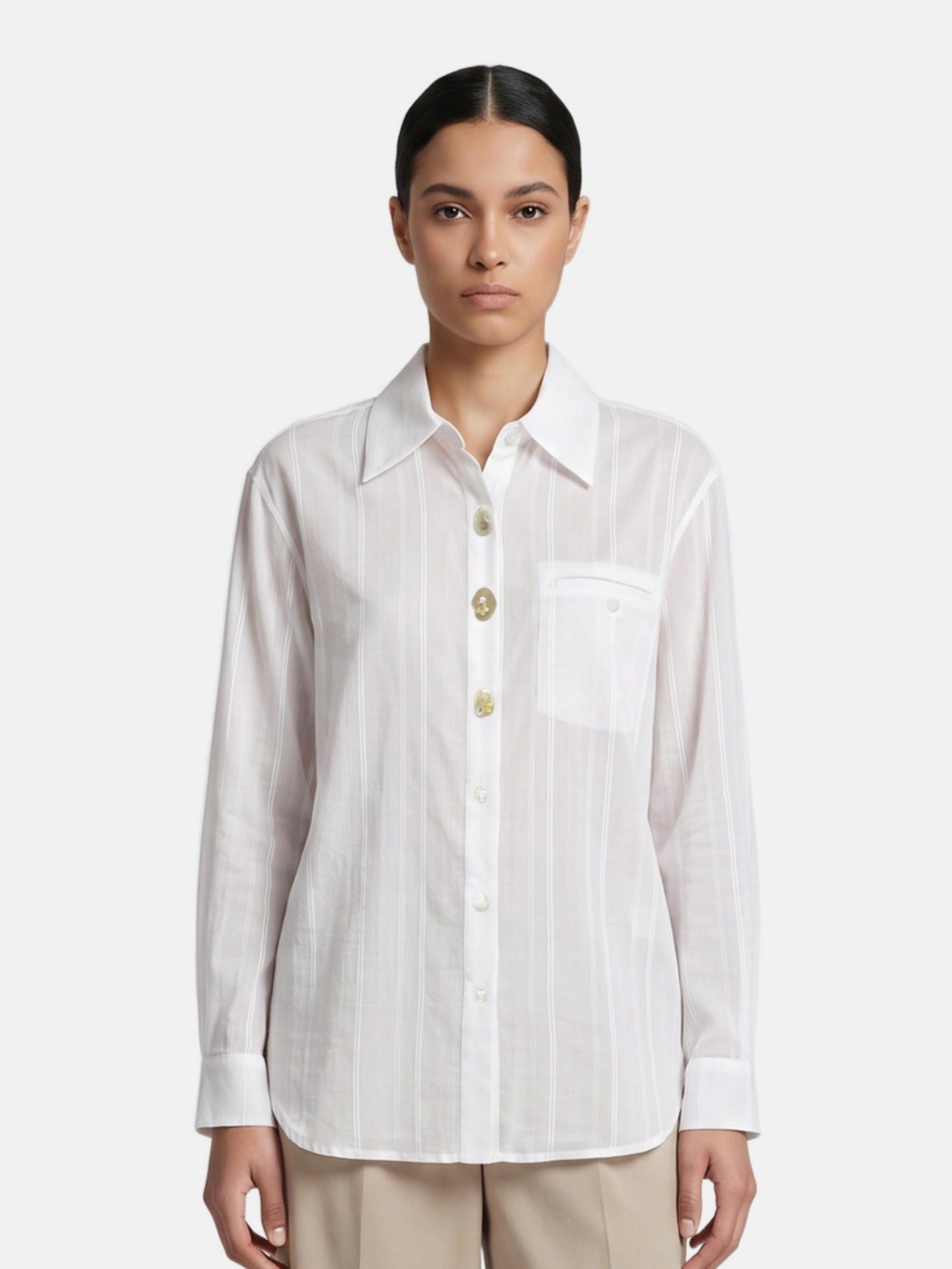 Blusa in 70% Tencel 20% Poliammide 10% Poliester Bianco