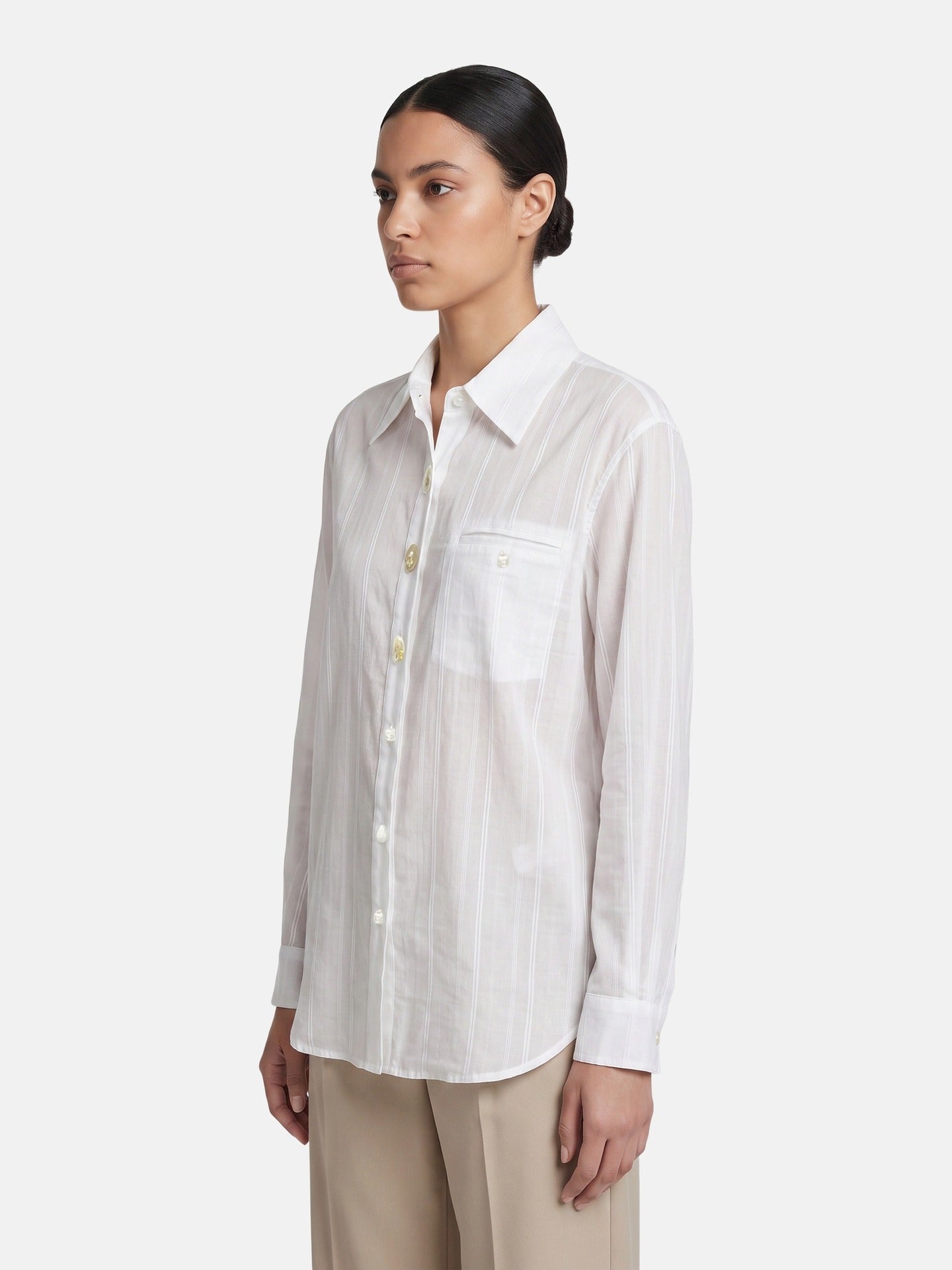 Blusa in 70% Tencel 20% Poliammide 10% Poliester Bianco