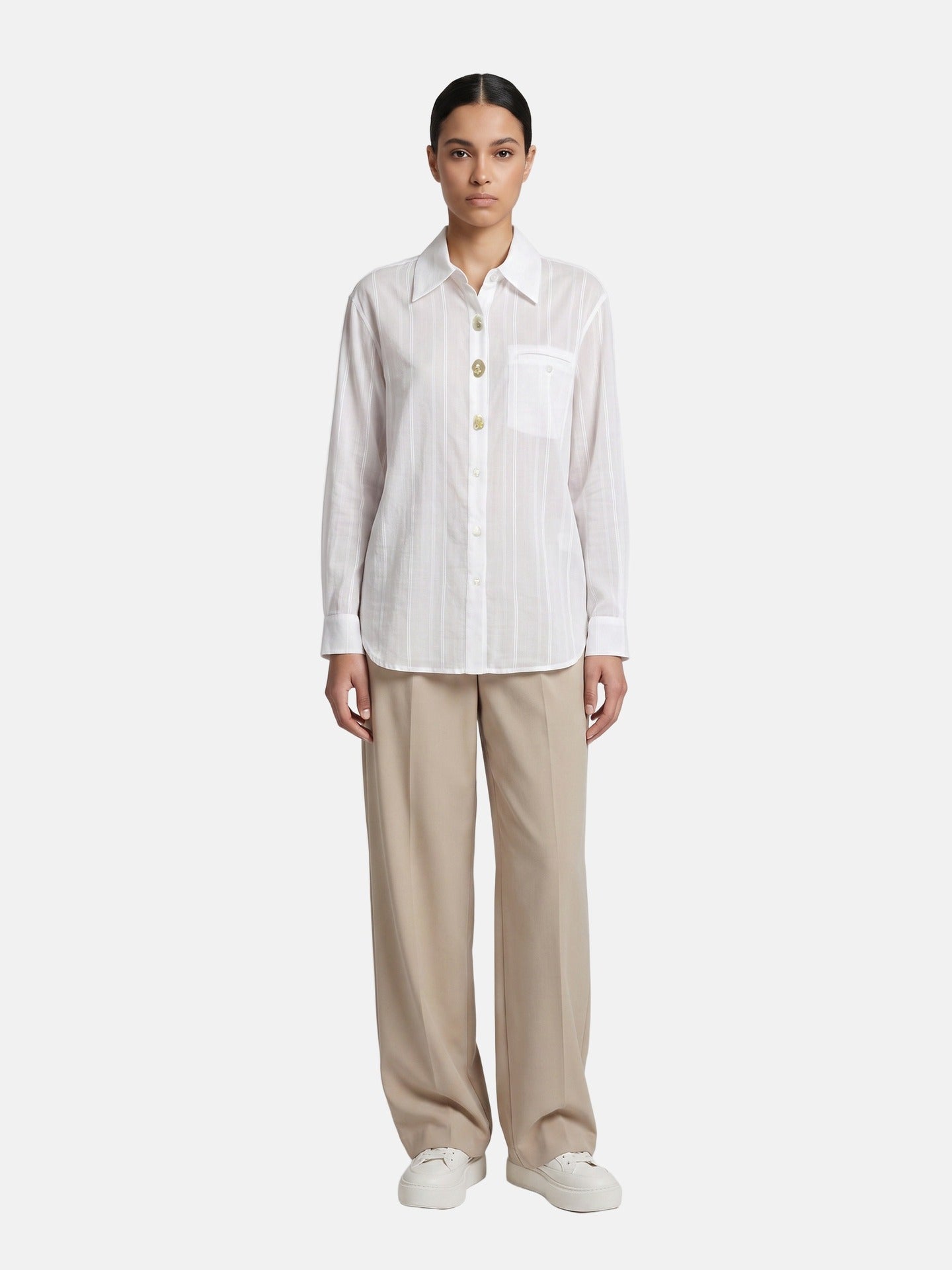 Blusa in 70% Tencel 20% Poliammide 10% Poliester Bianco