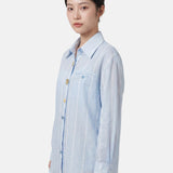 Blusa in 70% Tencel 20% Poliammide 10% Poliester Blu