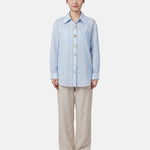 Blusa in 70% Tencel 20% Poliammide 10% Poliester Blu