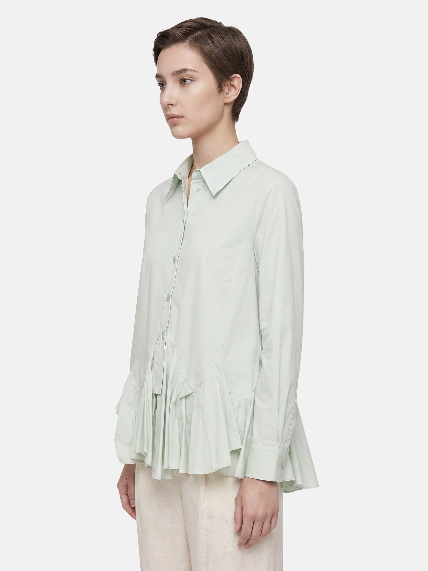 Blusa in Cotone Verde Acqua