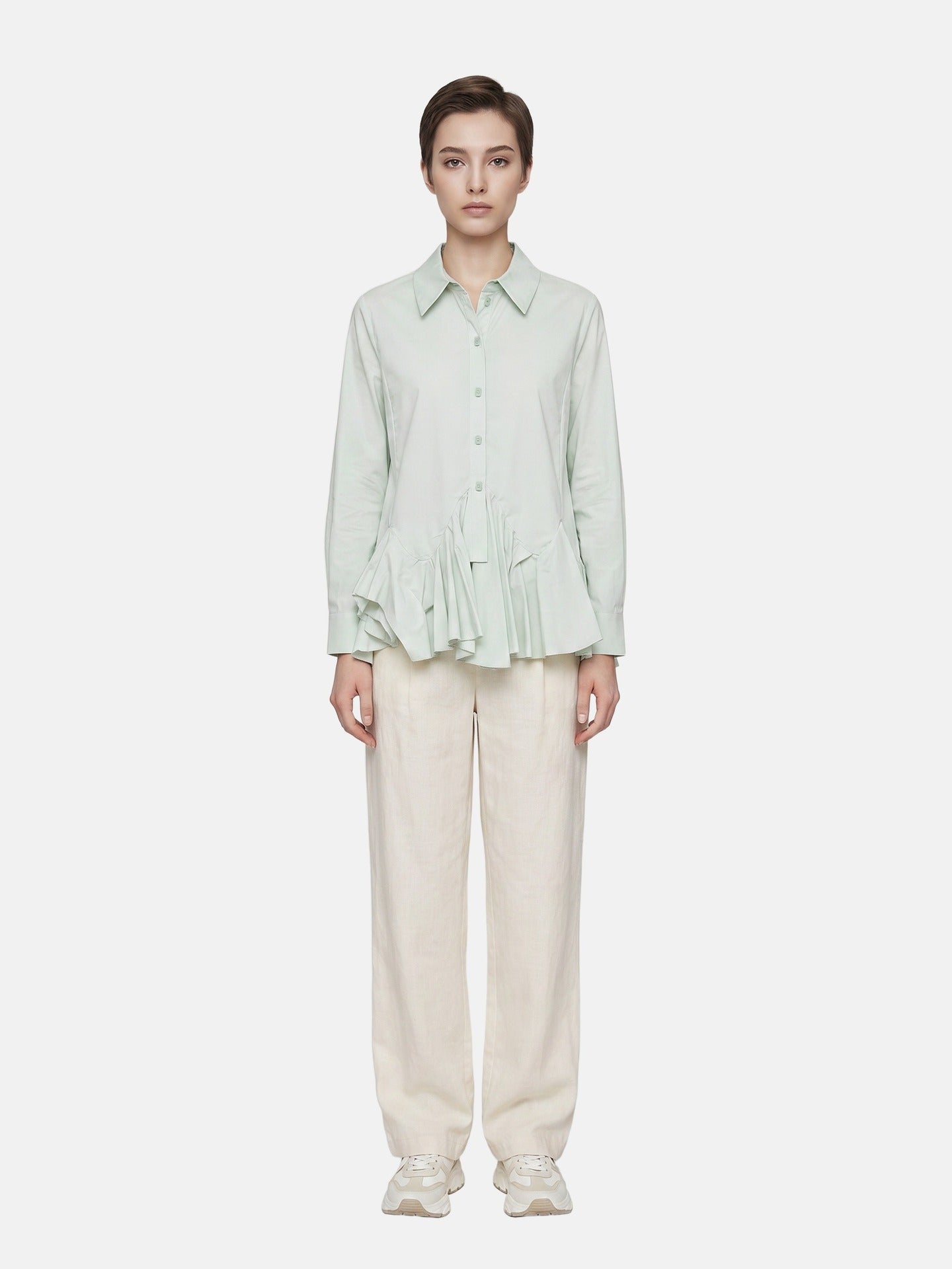 Blusa in Cotone Verde Acqua