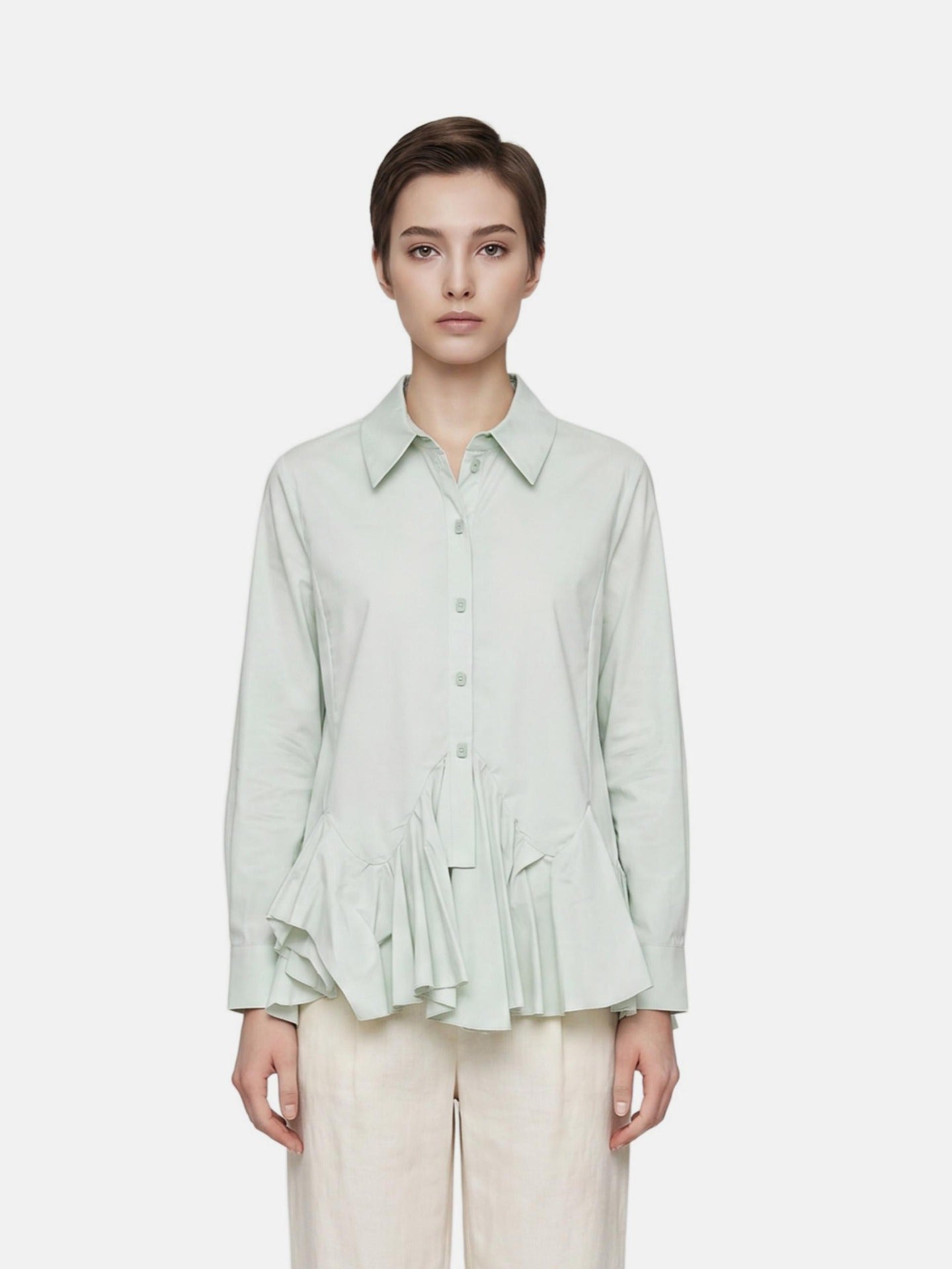 Blusa in Cotone Verde Acqua