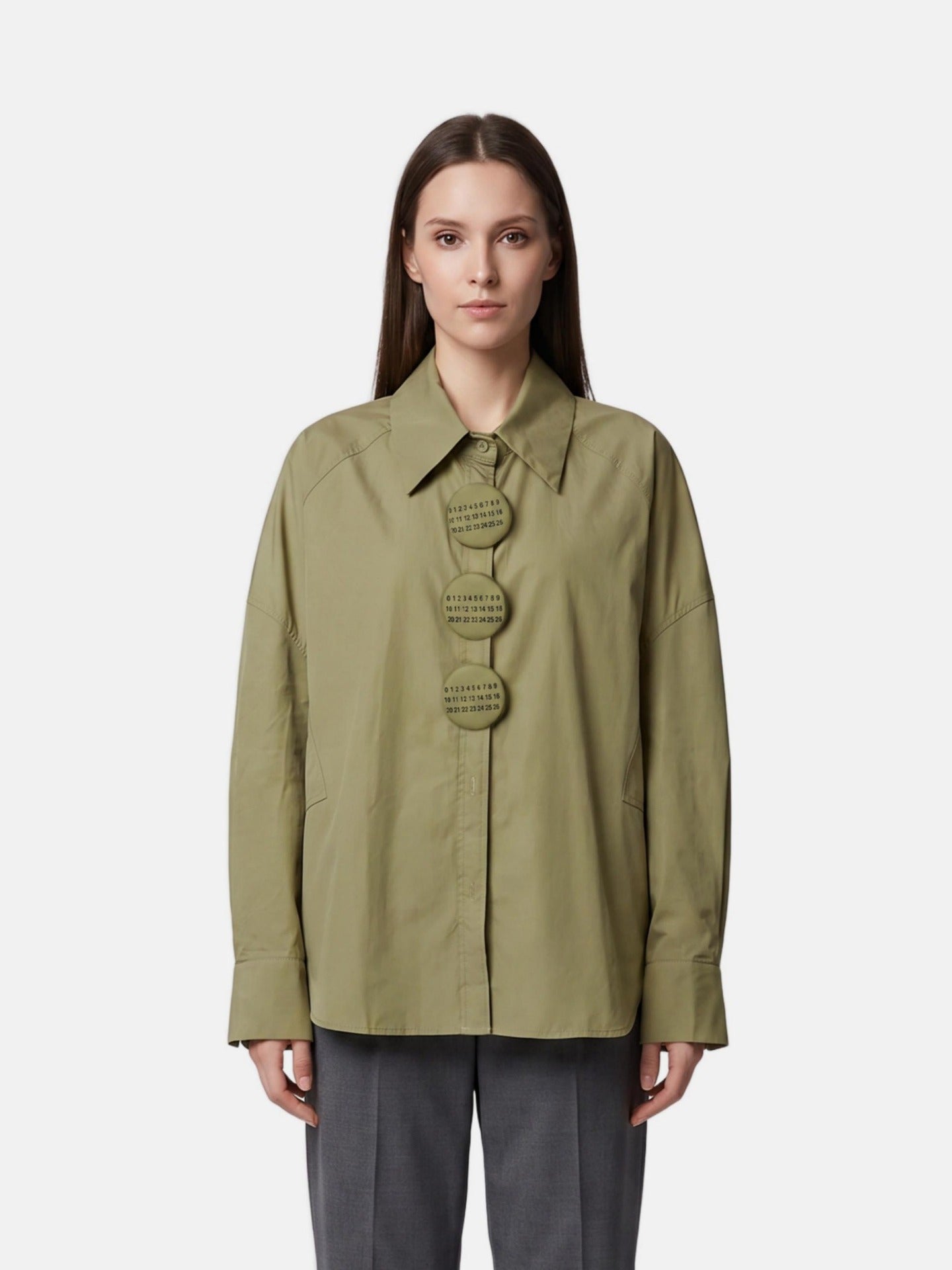 Blusa in Cotone Verde Militare