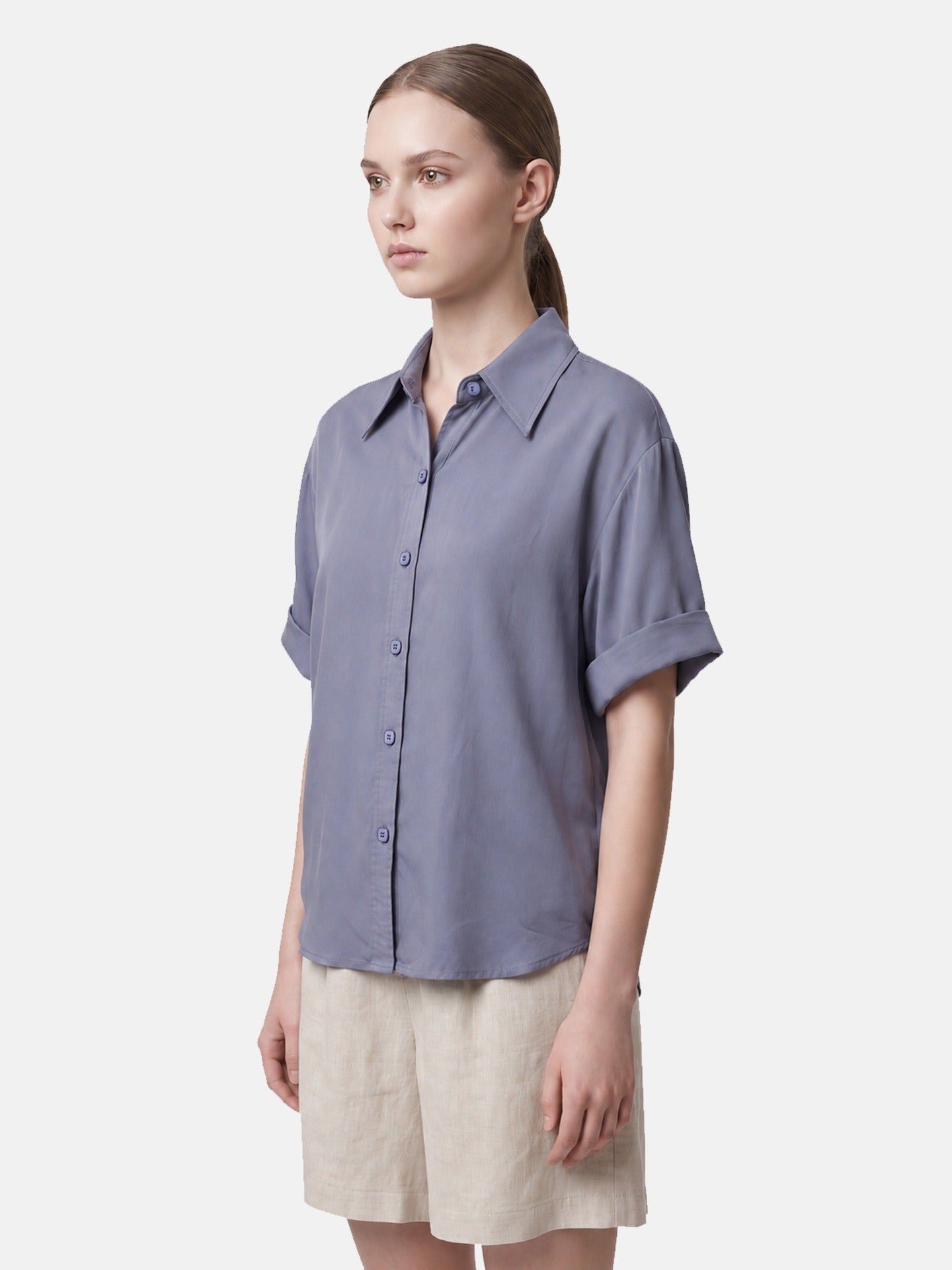 Blusa in Lyocell Blu Jeans