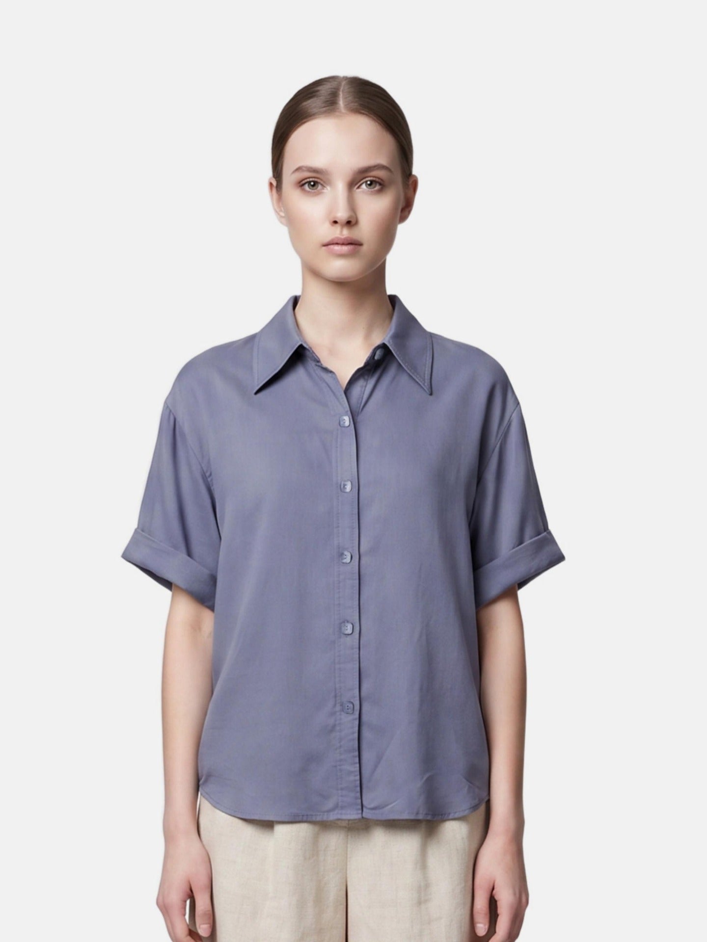 Blusa in Lyocell Blu Jeans