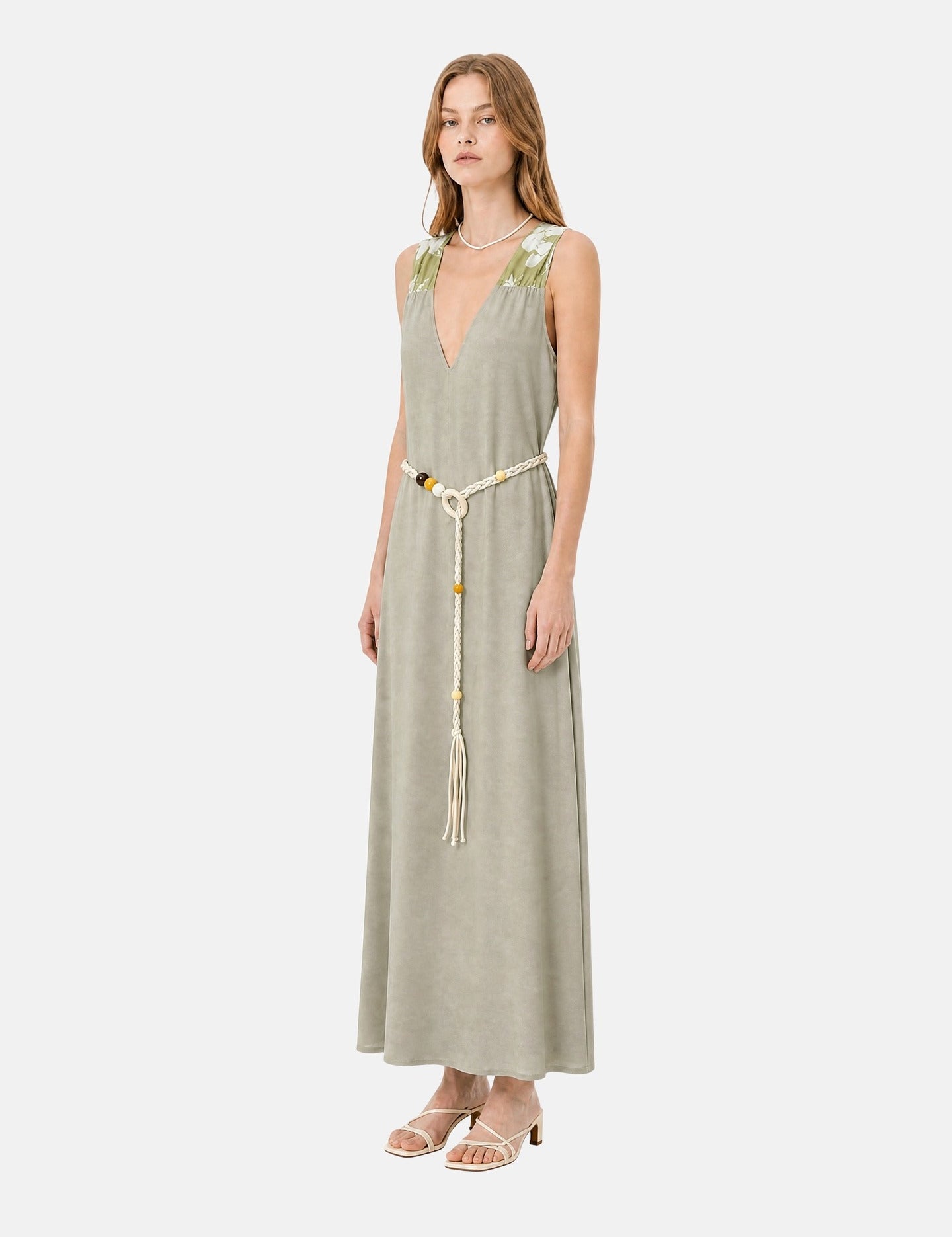 Abito in 55% Cotone 45% Lino Verde Militare