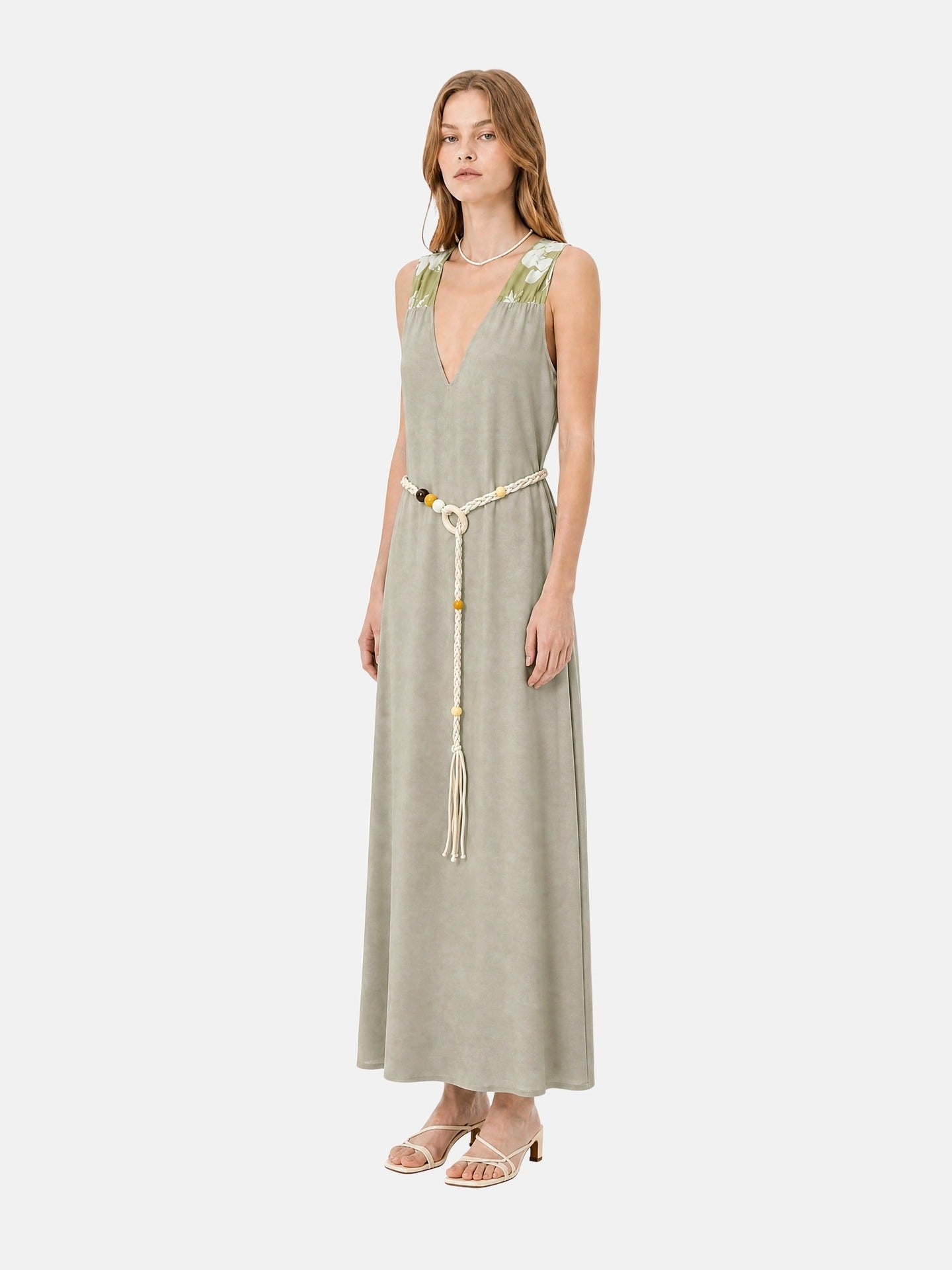 Abito in 55% Cotone 45% Lino Verde Militare