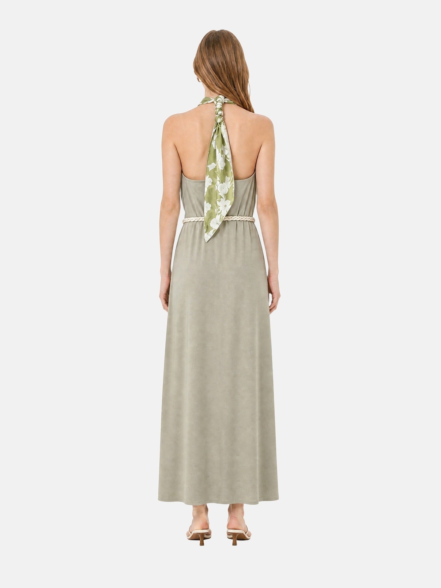 Abito in 55% Cotone 45% Lino Verde Militare