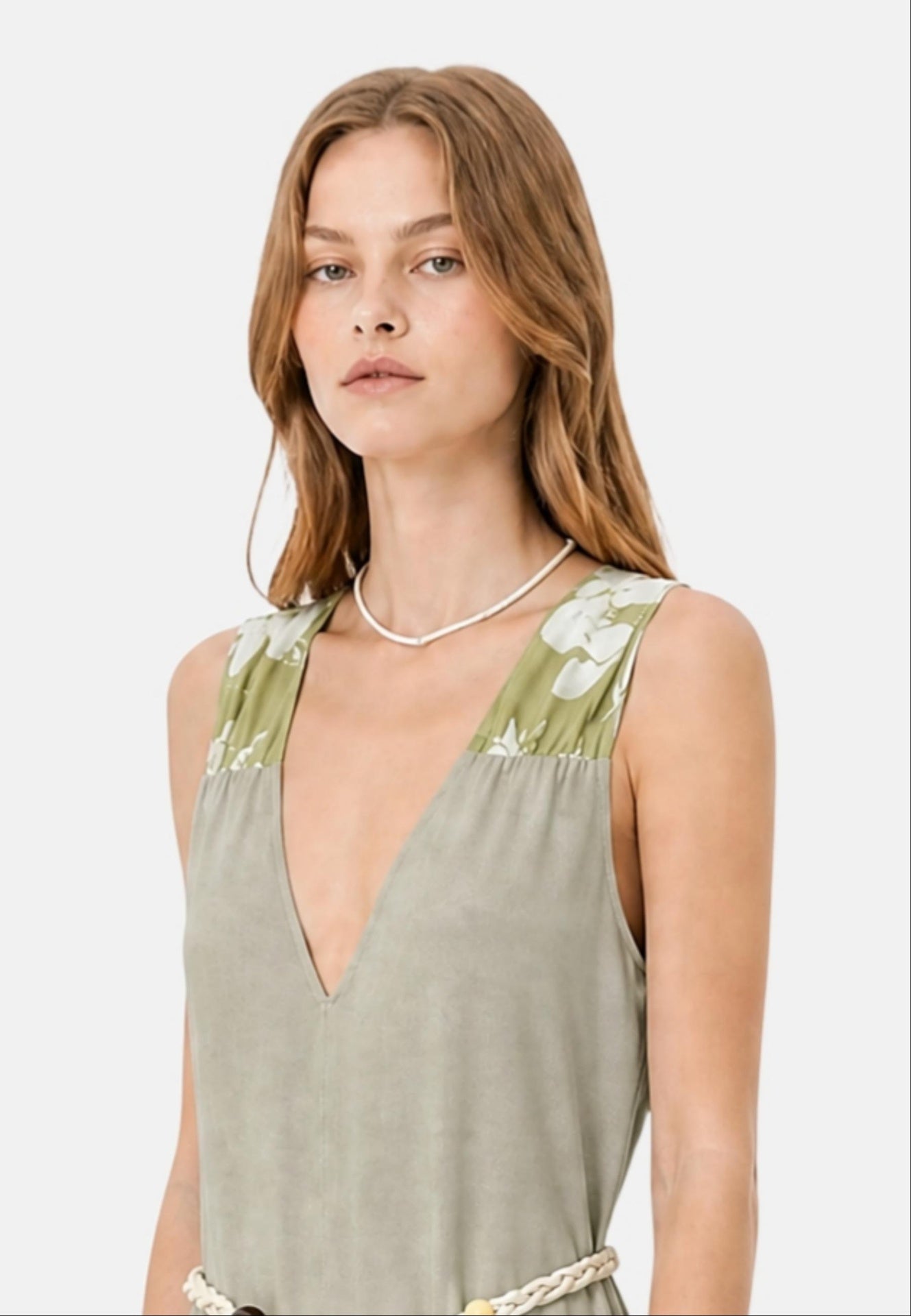 Abito in 55% Cotone 45% Lino Verde Militare
