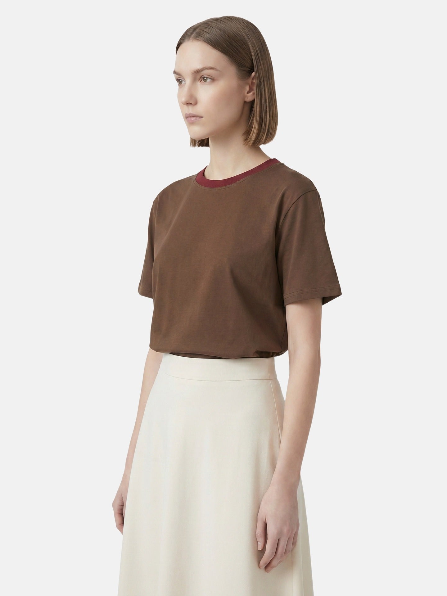 T-shirt in Cotone Marrone