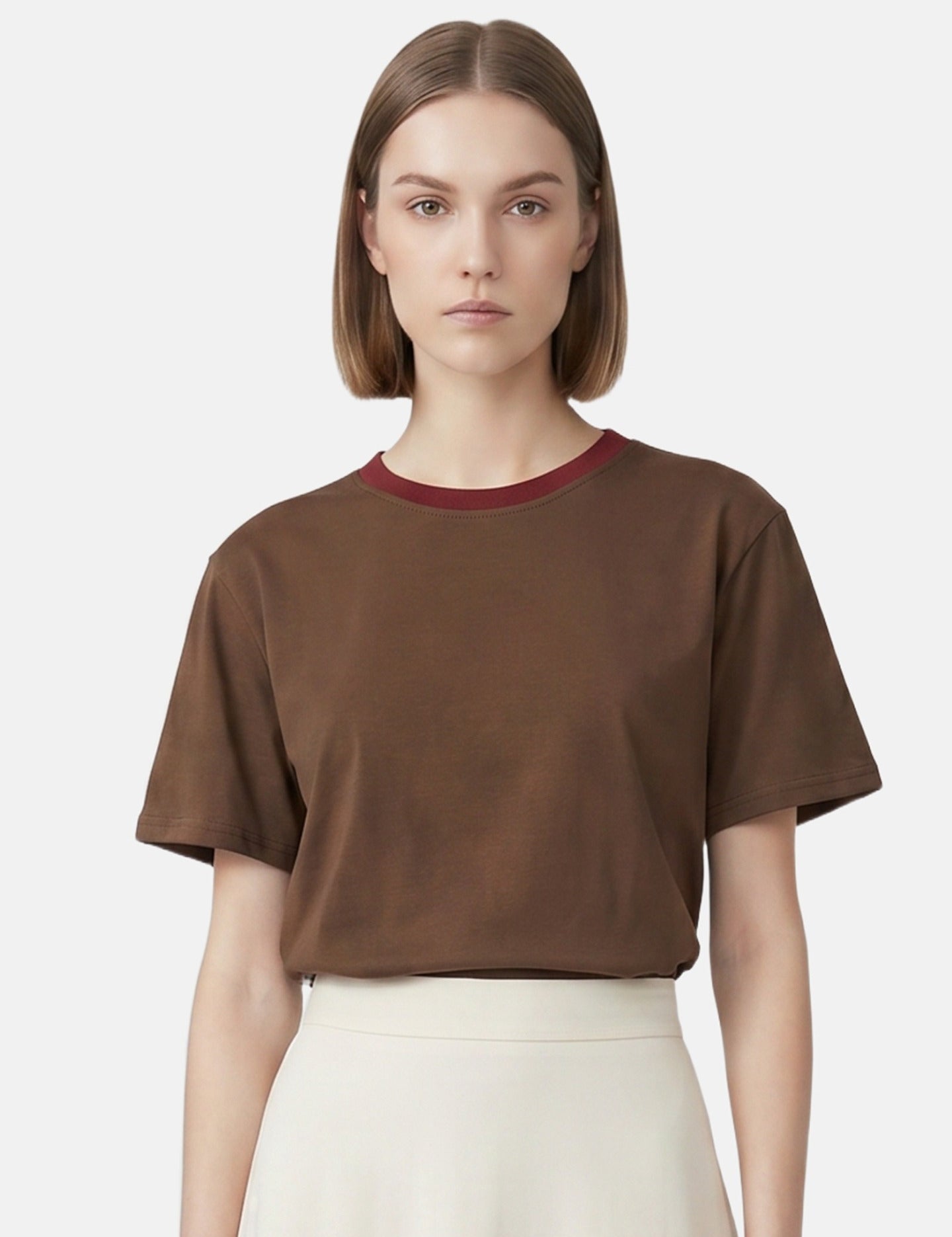 T-shirt in Cotone Marrone