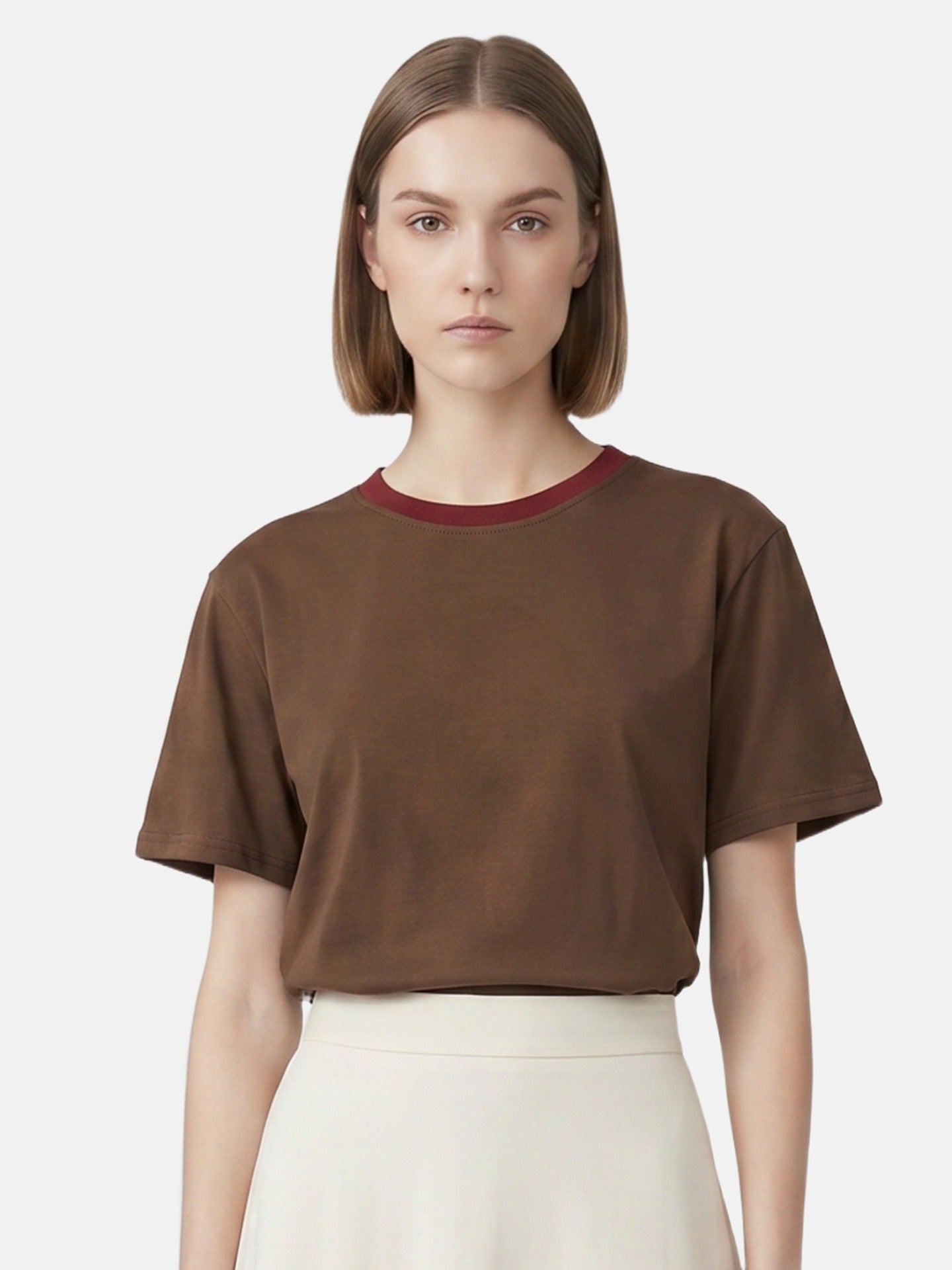 T-shirt in Cotone Marrone