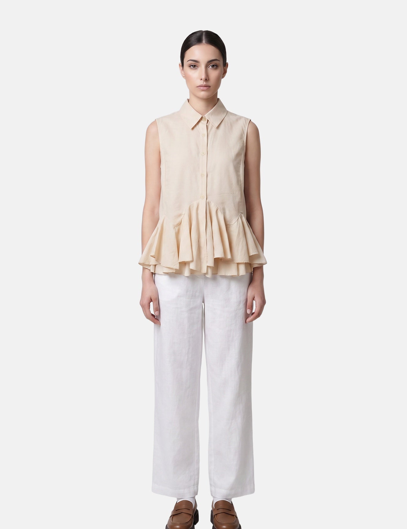 Blusa in 86 Lyocell 14 Poliestere Beige