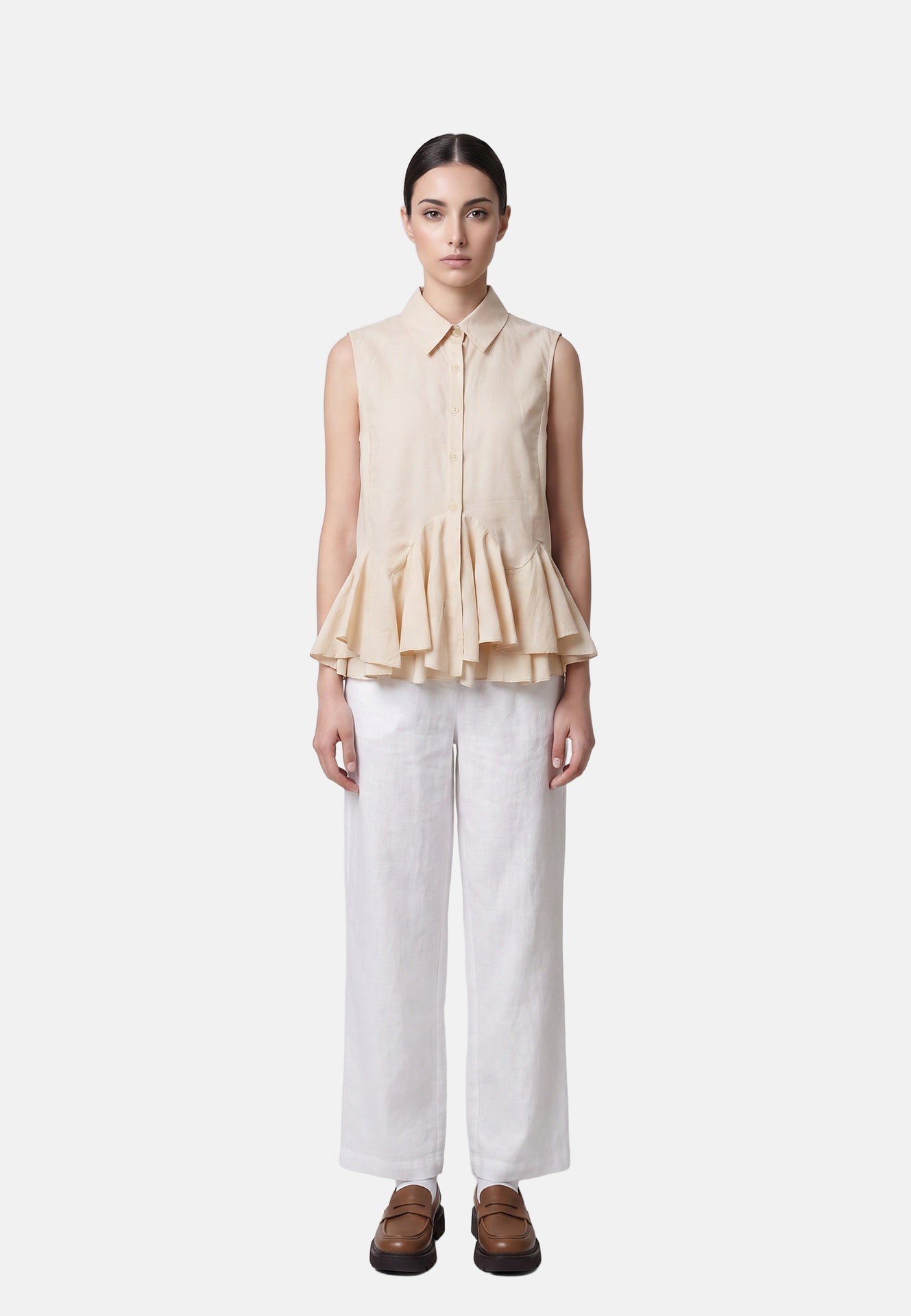 Blusa in 86 Lyocell 14 Poliestere Beige
