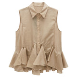 Blusa in 86 Lyocell 14 Poliestere Cammello